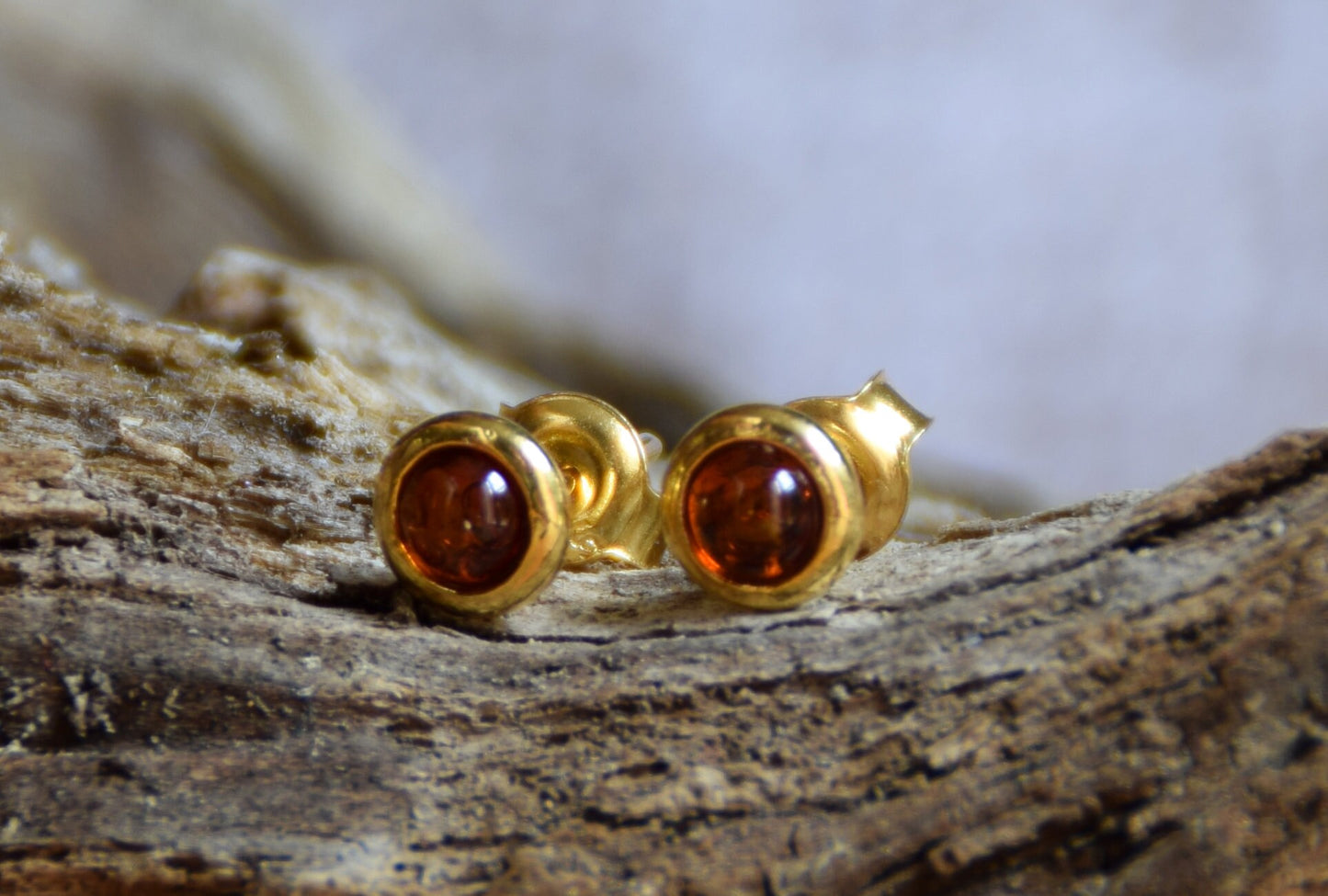 MJ Baltica, earrings, natural Baltic Amber, 925 Silver, 14k Gold plated, BZK005