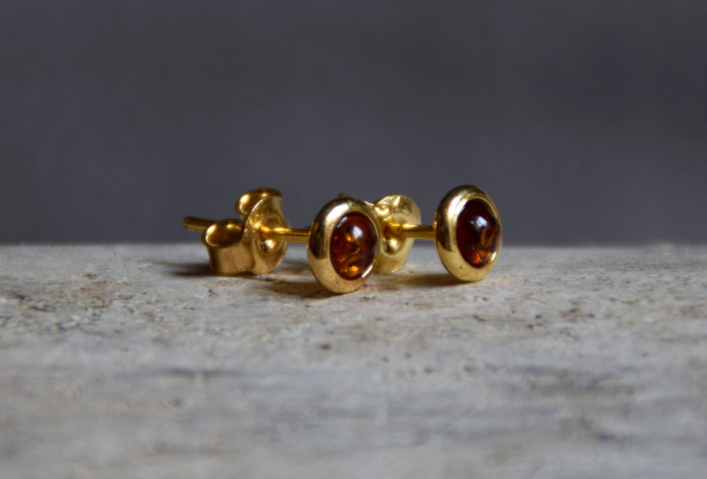 MJ Baltica, earrings, natural Baltic Amber, 925 Silver, 14k Gold plated, BZK005