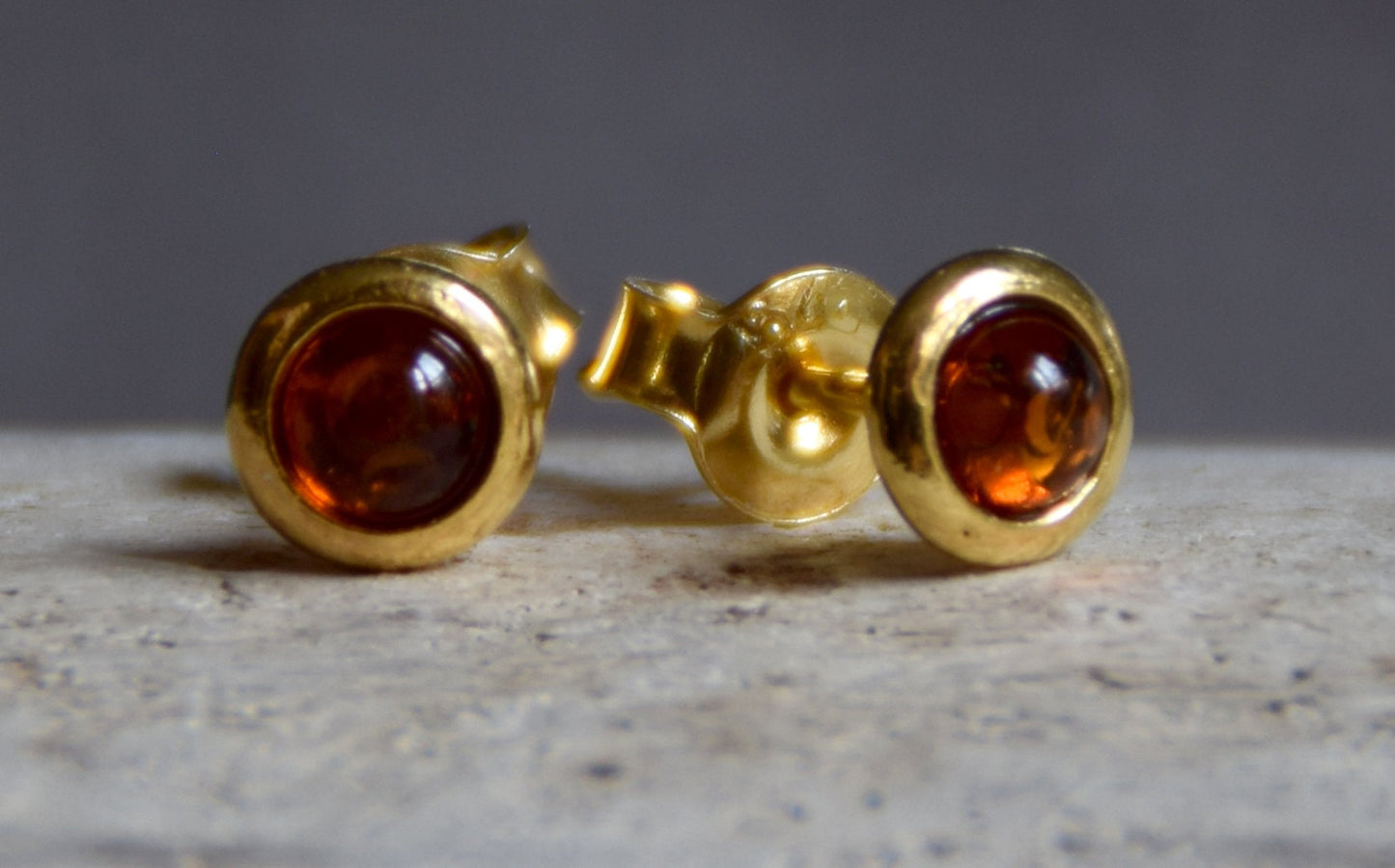 MJ Baltica, earrings, natural Baltic Amber, 925 Silver, 14k Gold plated, BZK005