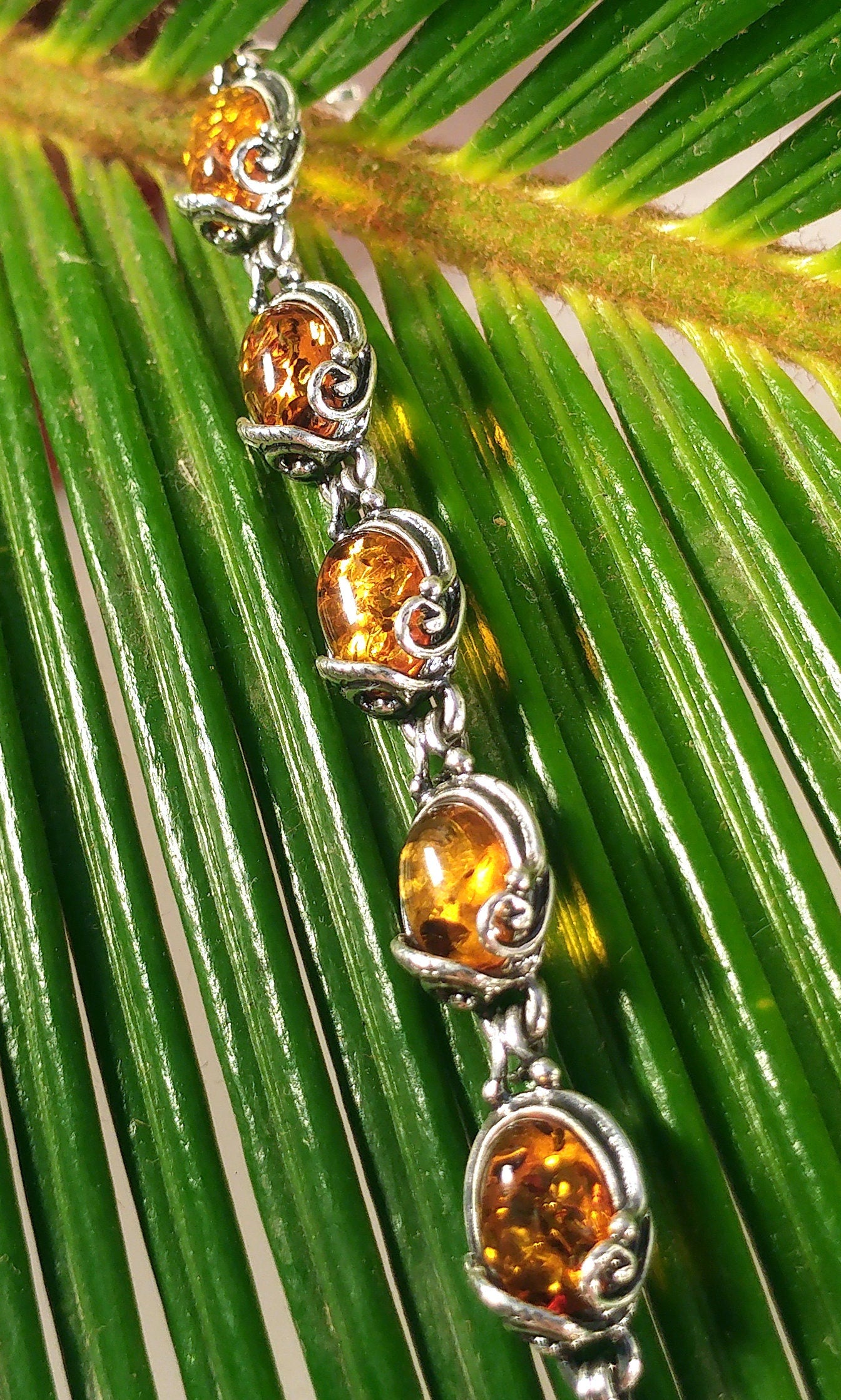 MJ Baltica, bracelet, natural Baltic amber, 925 silver, large, vintage, classic BB004