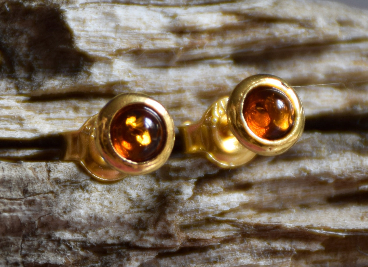 MJ Baltica, earrings, natural Baltic Amber, 925 Silver, 14k Gold plated, BZK005