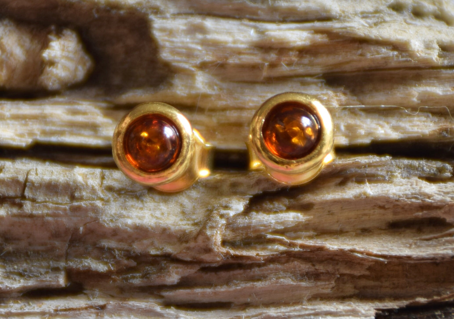 MJ Baltica, earrings, natural Baltic Amber, 925 Silver, 14k Gold plated, BZK005