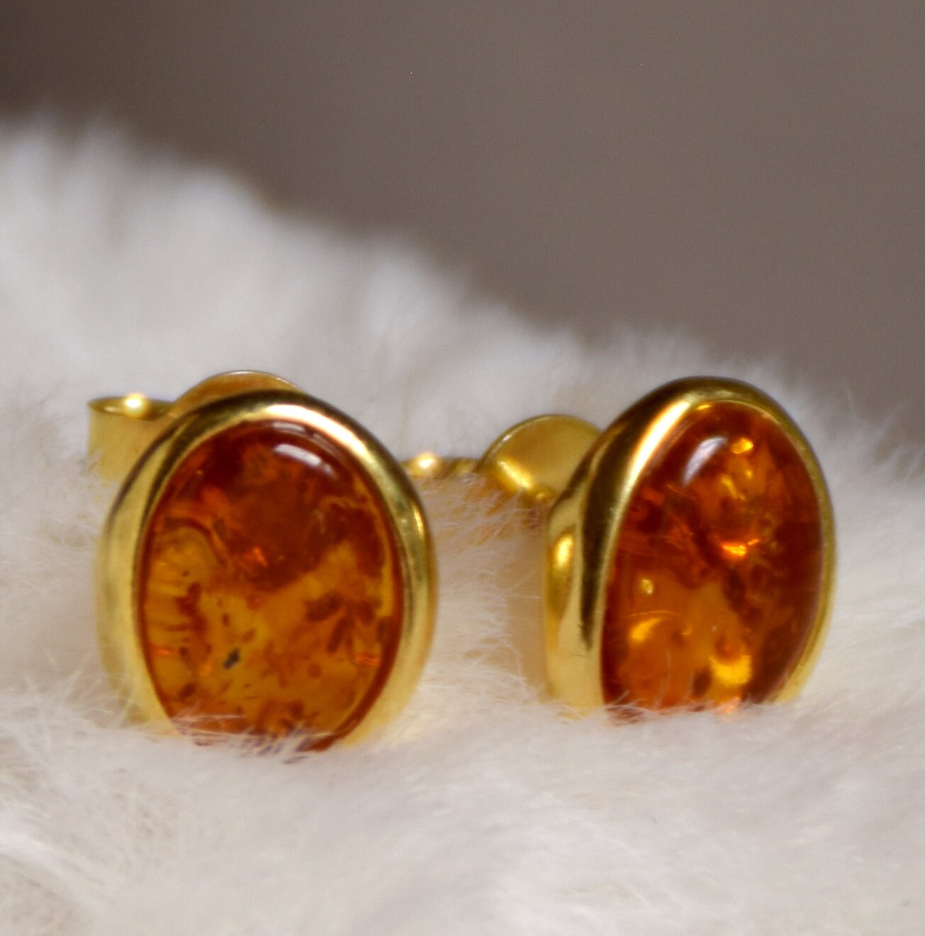 MJBaltica earrings Natural Amber Silver, 14k Gold plated BZK032