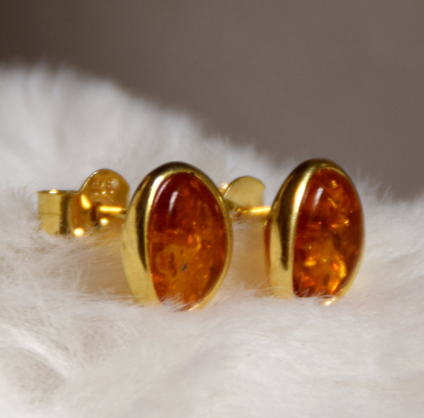 MJBaltica earrings Natural Amber Silver, 14k Gold plated BZK032