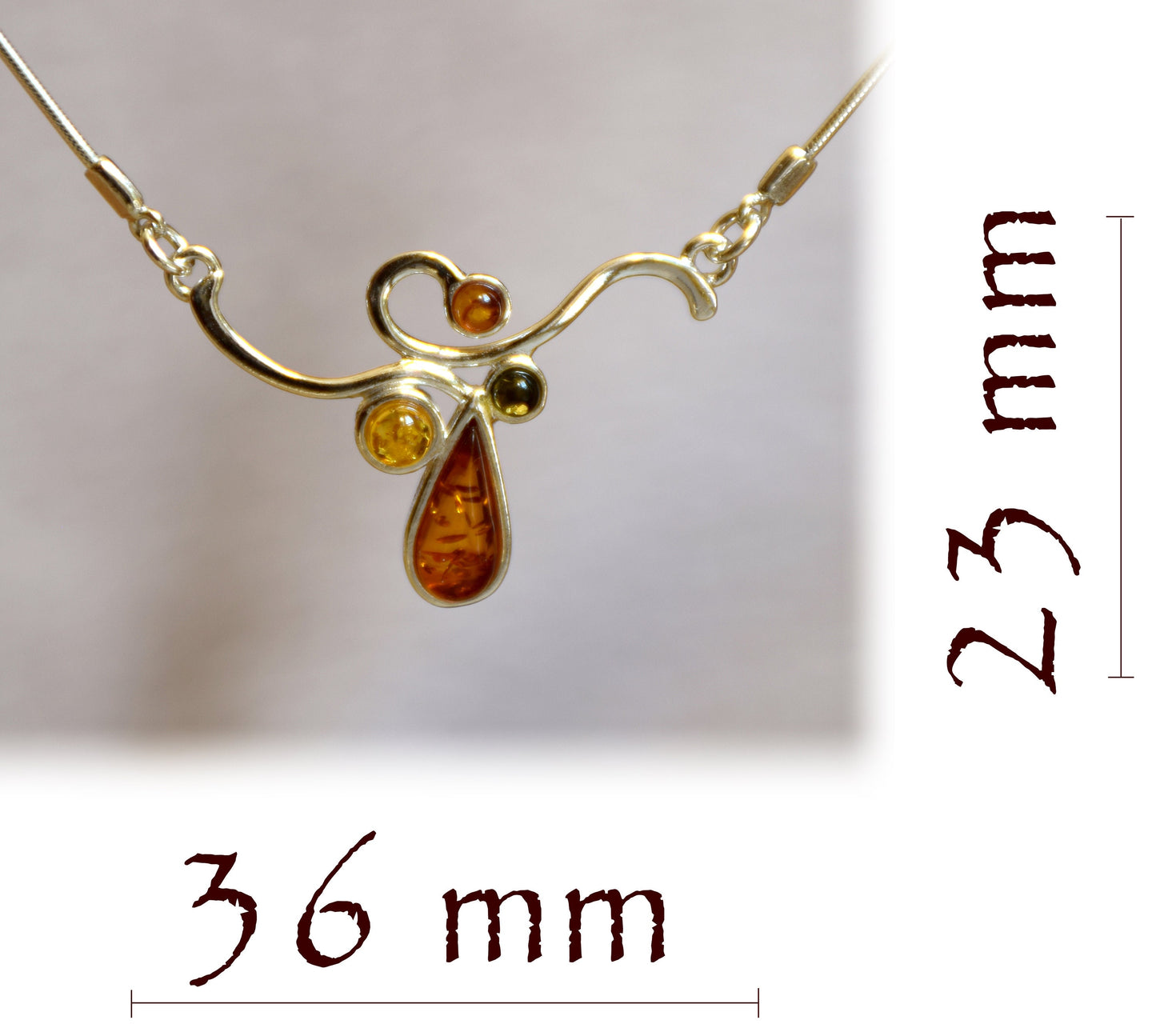 MJ Baltica necklace Natural Amber handcrafted 925 Silver BKo004