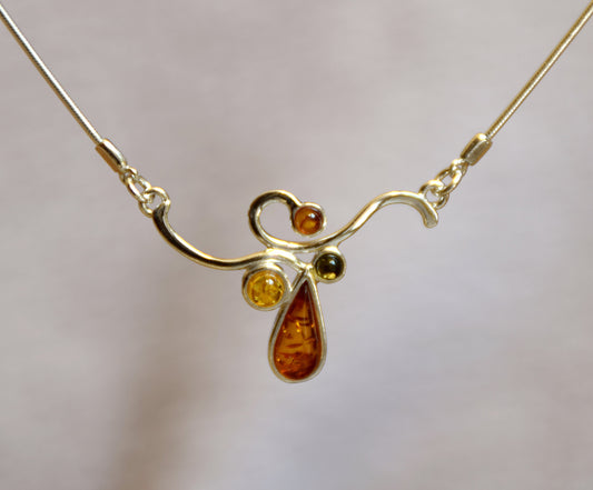 MJ Baltica necklace Natural Amber handcrafted 925 Silver BKo004