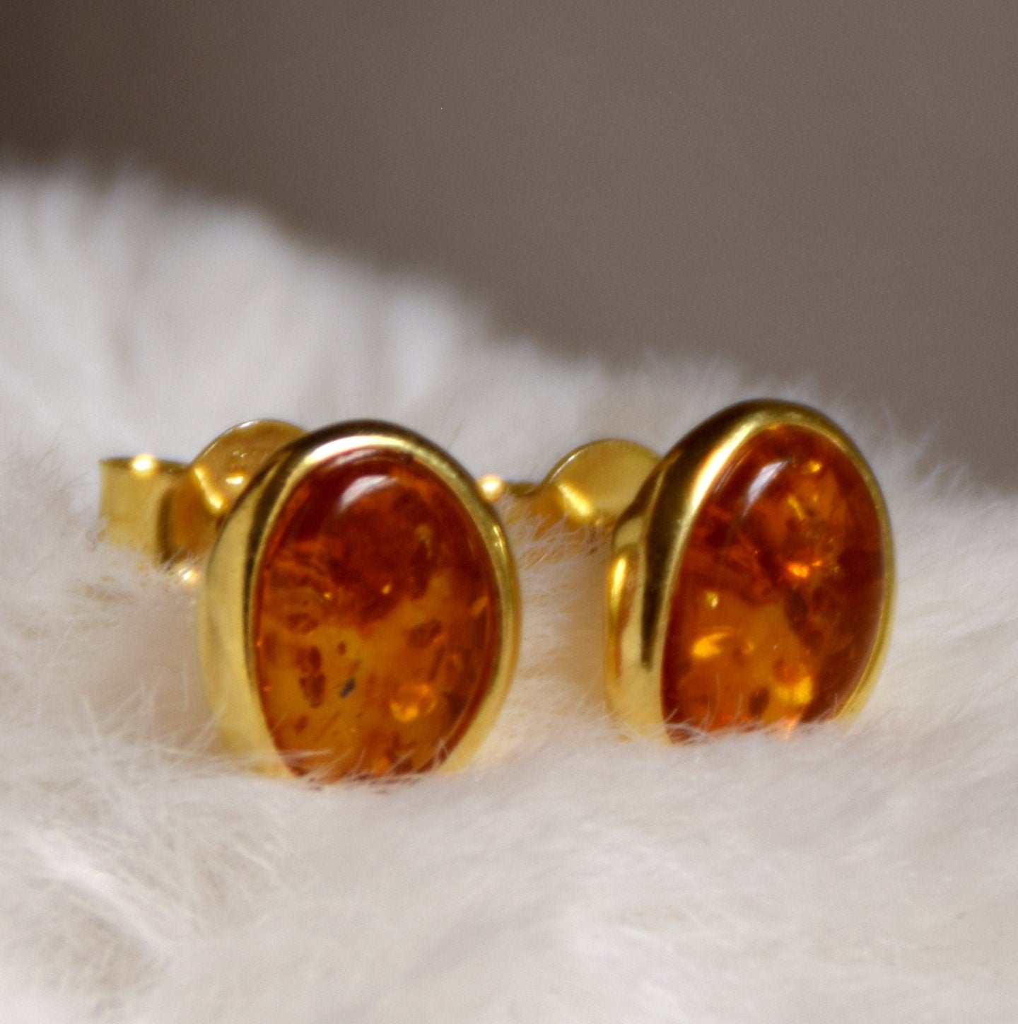 MJBaltica earrings Natural Amber Silver, 14k Gold plated BZK032