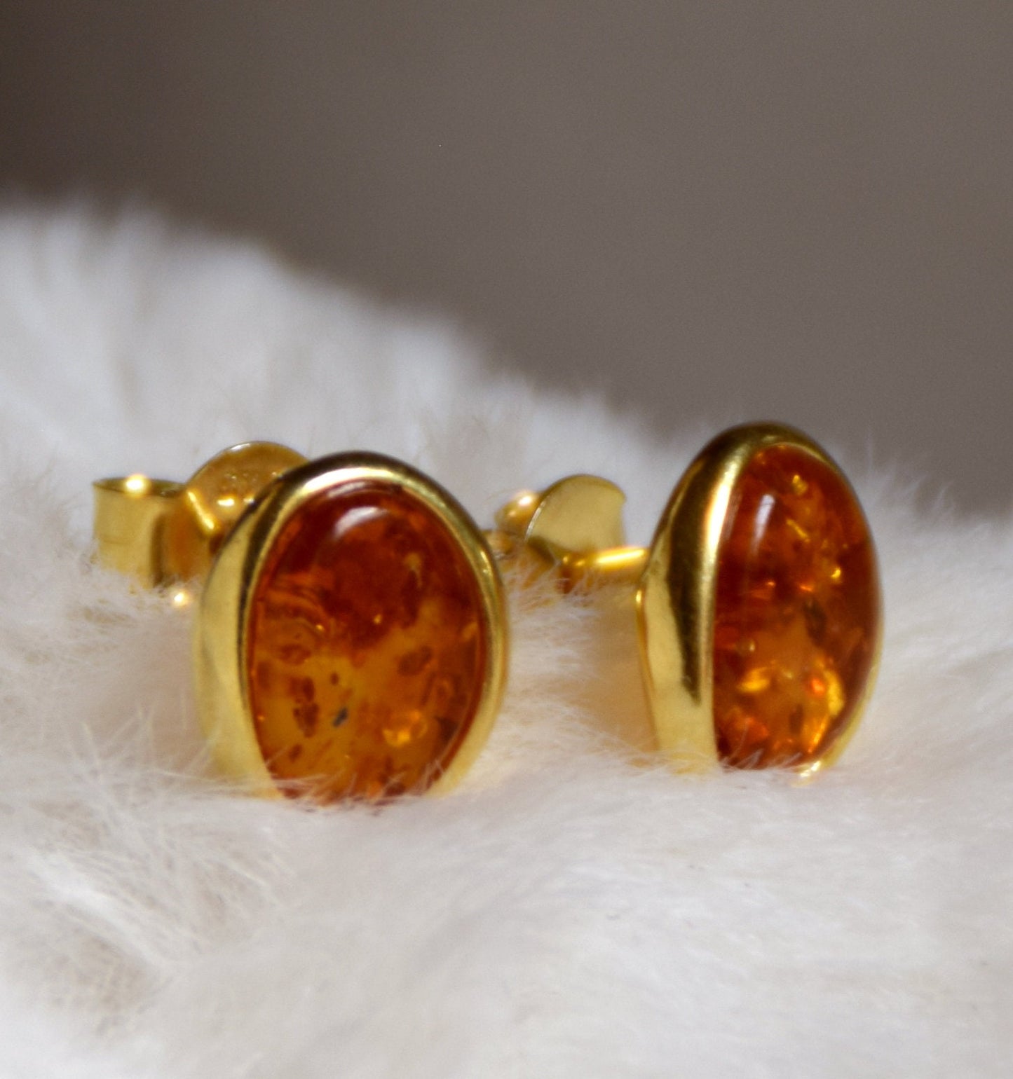 MJBaltica earrings Natural Amber Silver, 14k Gold plated BZK032