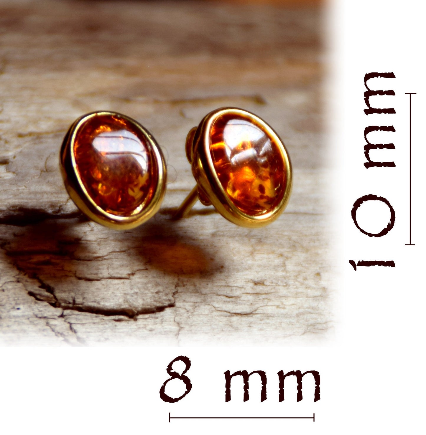 MJBaltica earrings Natural Amber Silver, 14k Gold plated BZK032