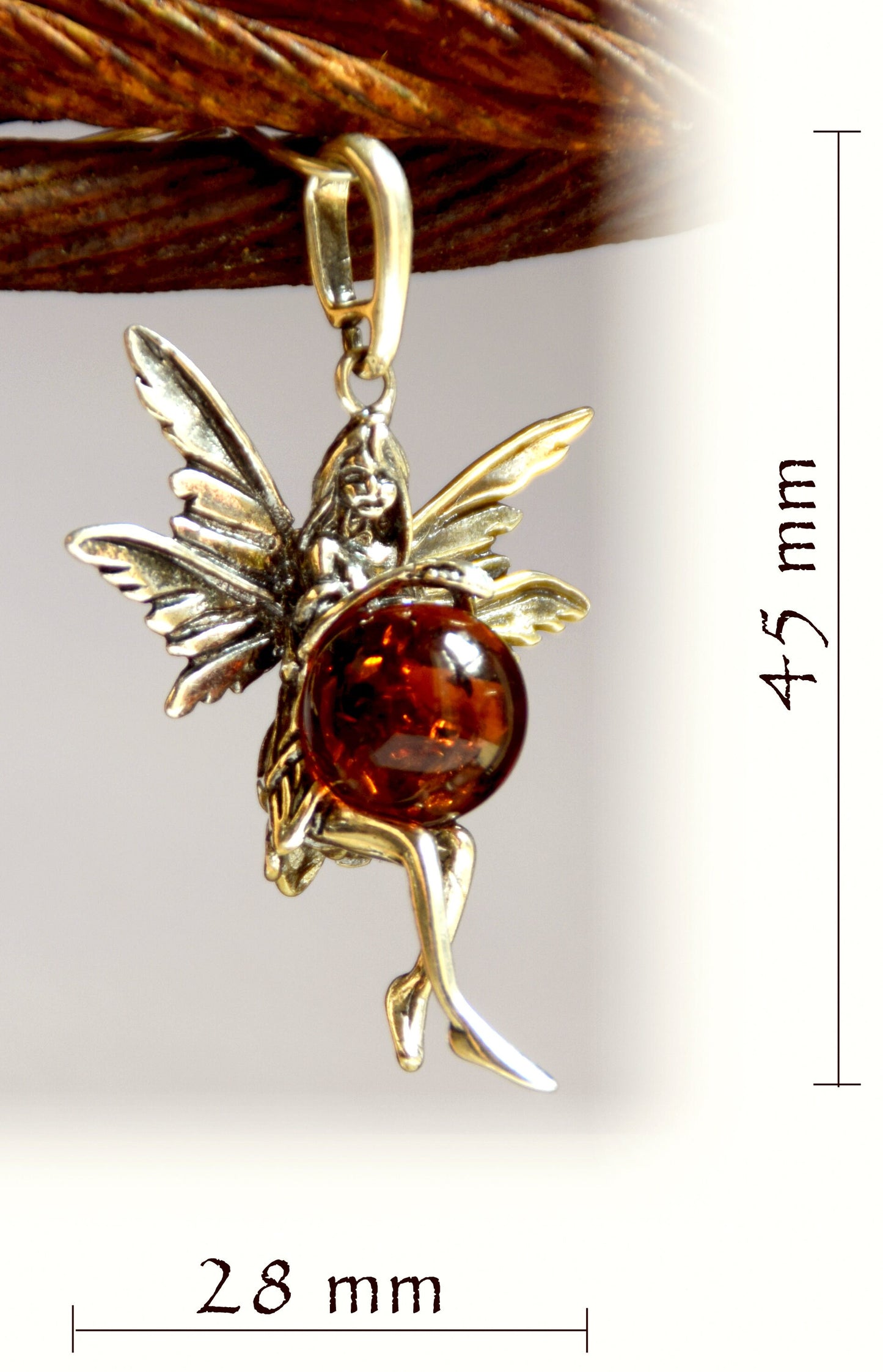 MJ Baltica, pendant, natural Baltic amber, 925 silver, fairy, fairy, sphere, world BW018