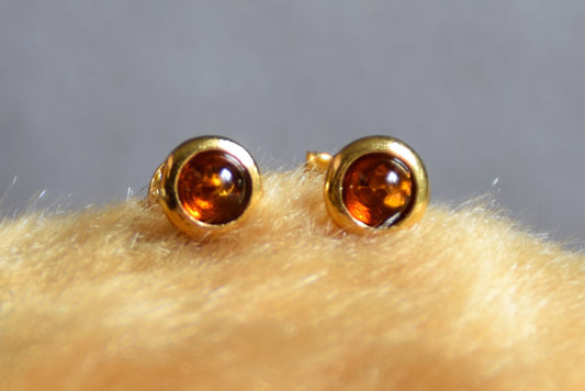 MJ Baltica, earrings, natural Baltic Amber, 925 Silver, 14k Gold plated, BZK005