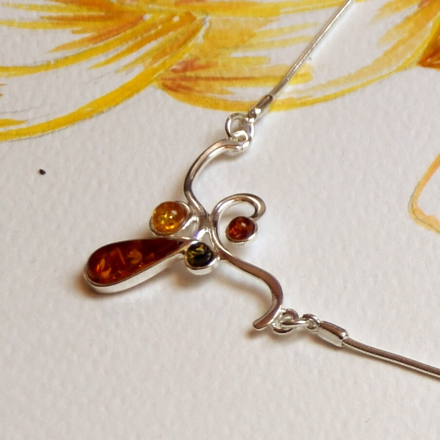 MJ Baltica necklace Natural Amber handcrafted 925 Silver BKo004