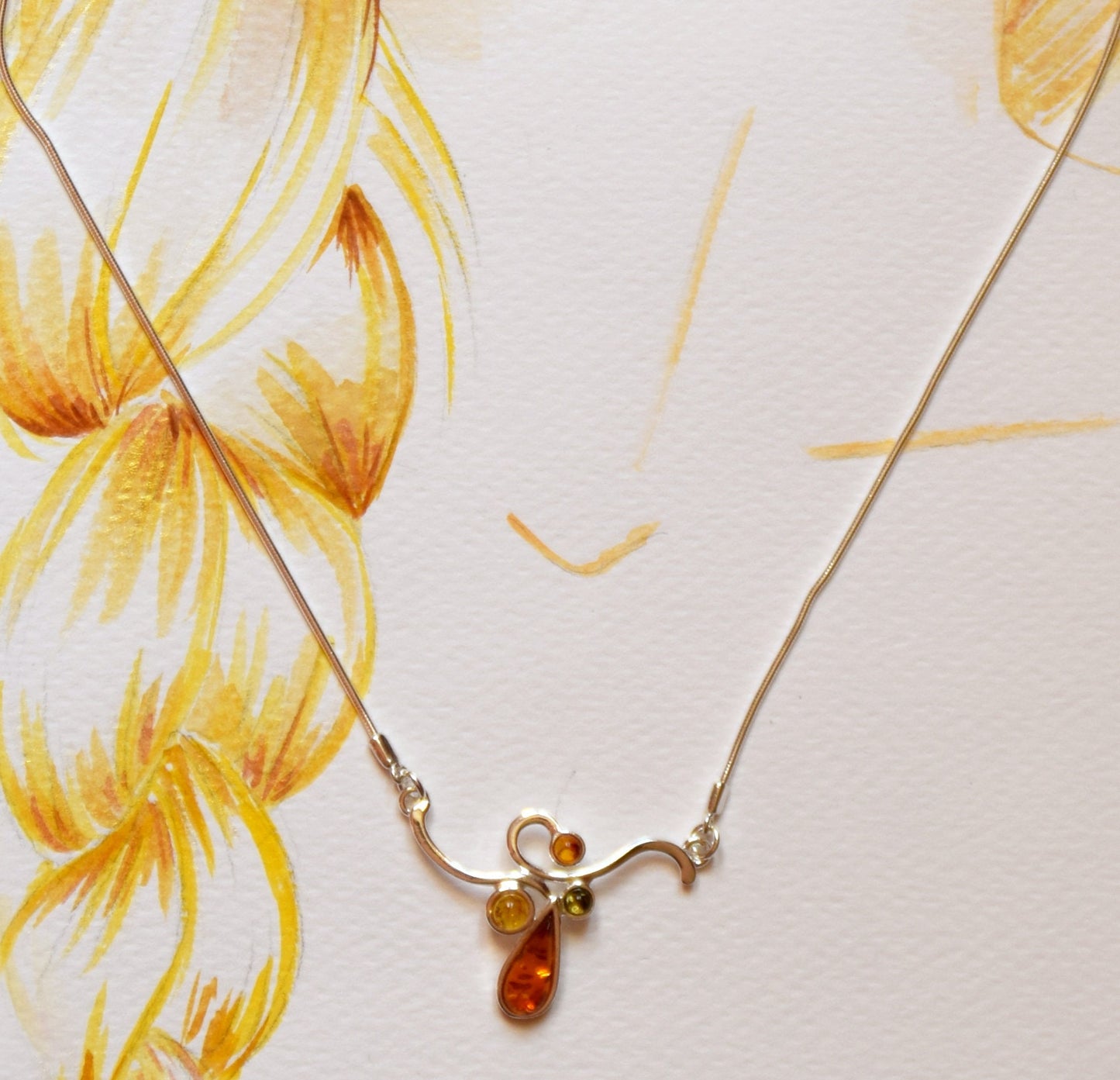 MJ Baltica necklace Natural Amber handcrafted 925 Silver BKo004