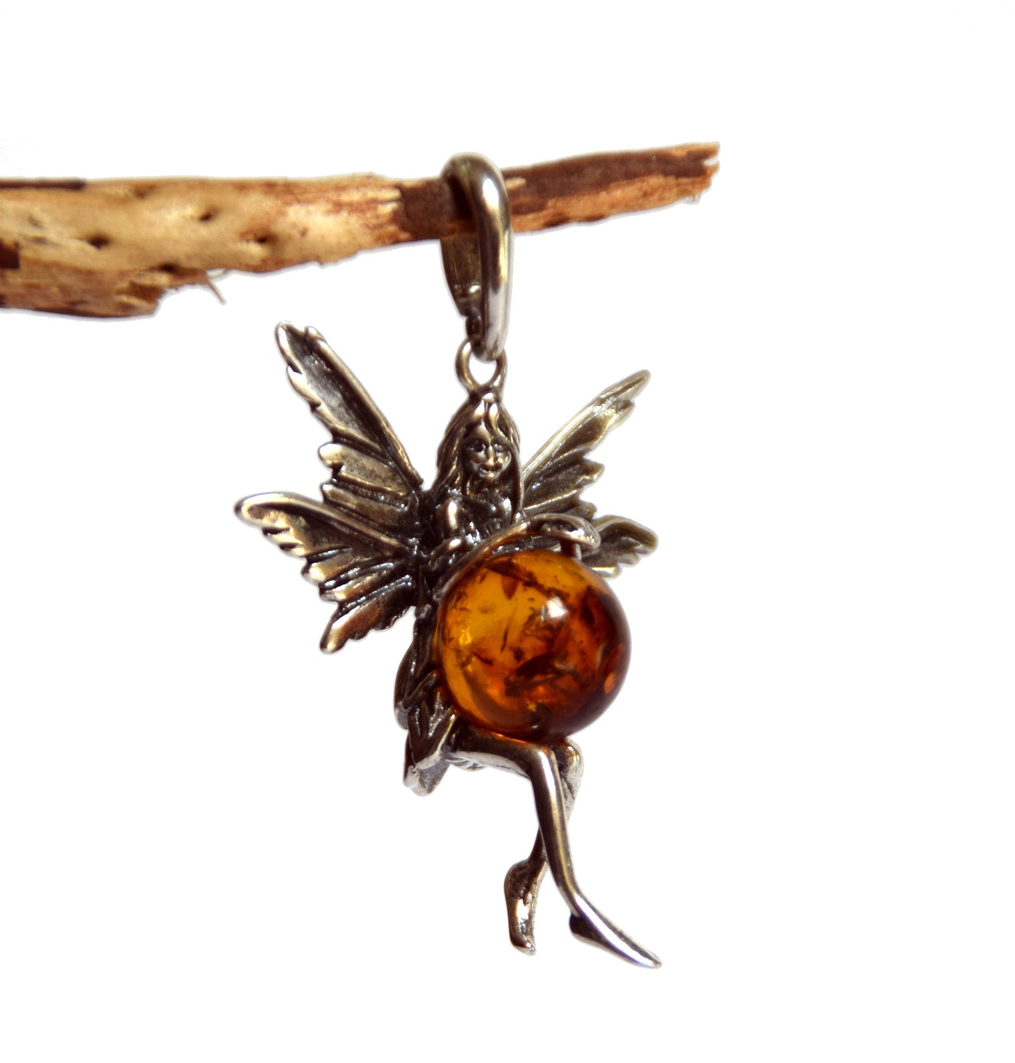 MJ Baltica, pendant, natural Baltic amber, 925 silver, fairy, fairy, sphere, world BW018