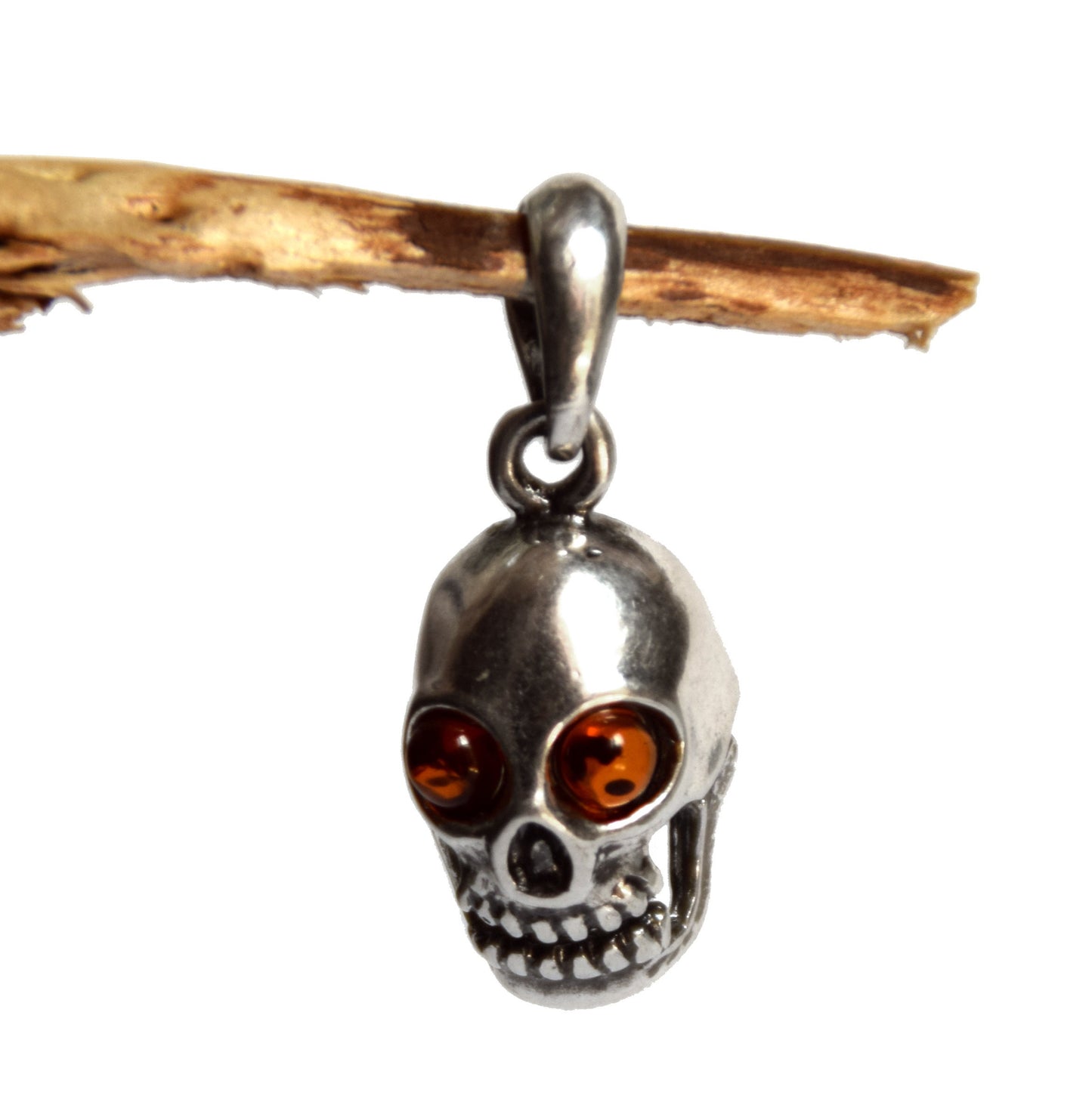 MJ Baltica, pendant, skull, natural Baltic amber, 925 silver, BW051