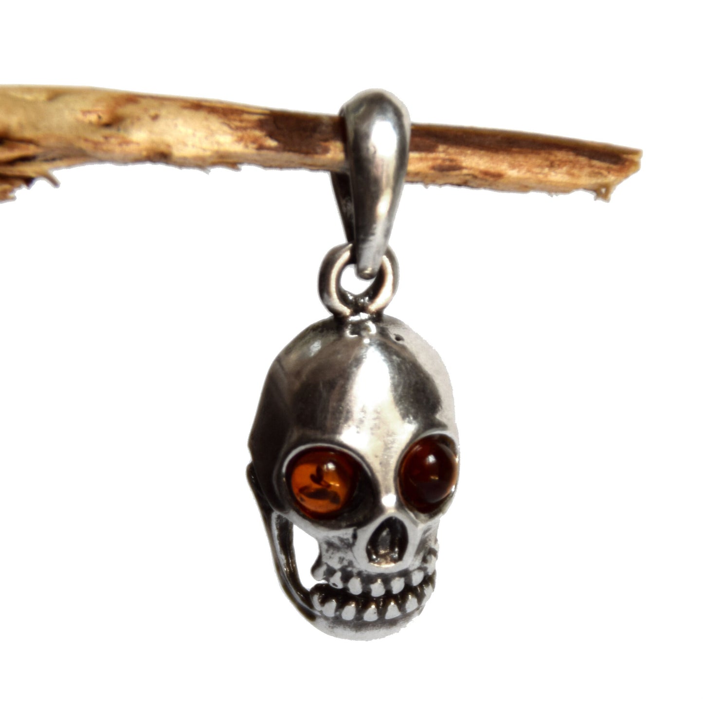 MJ Baltica, pendant, skull, natural Baltic amber, 925 silver, BW051