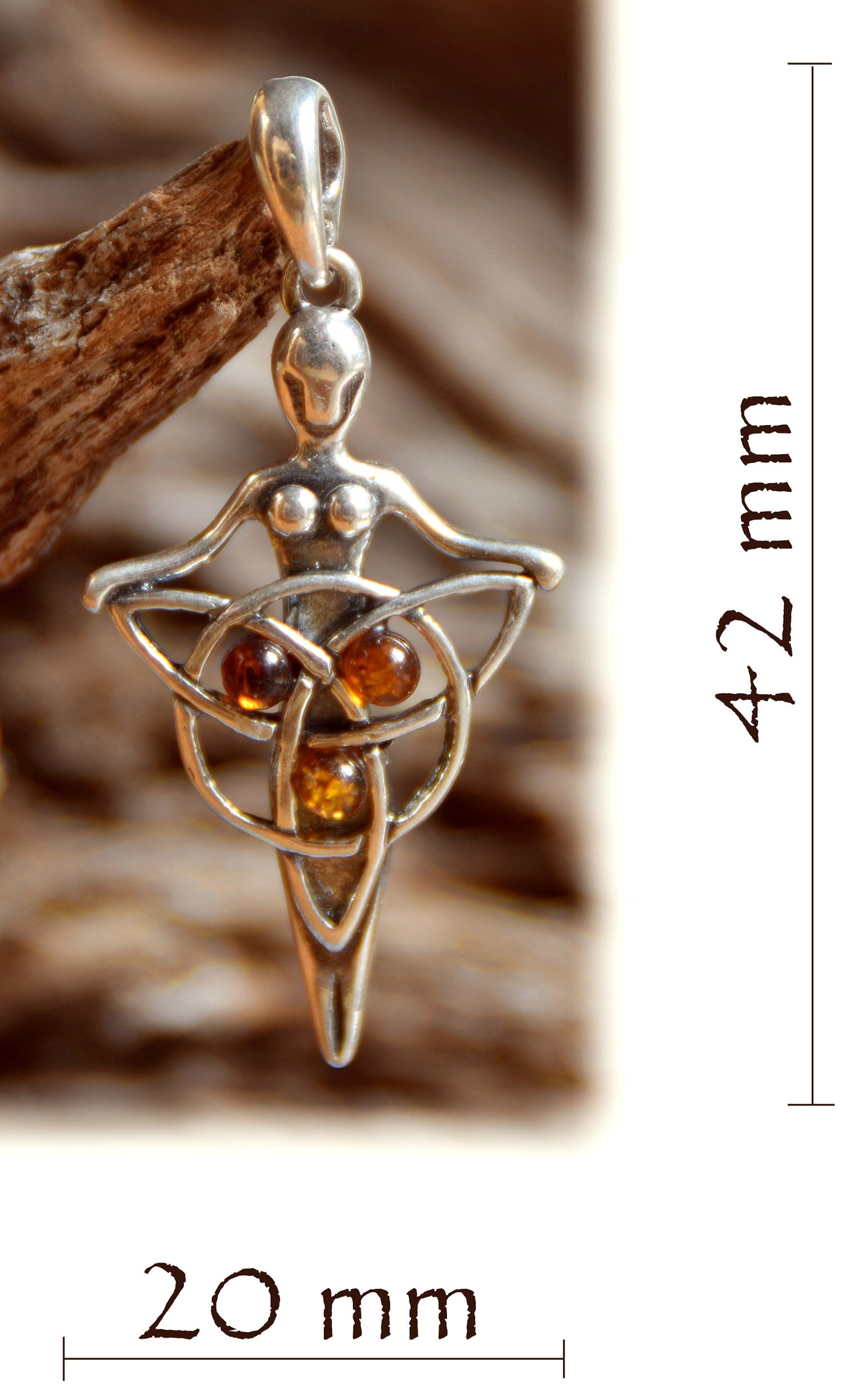 MJ Baltica, pendant, natural Baltic amber, 925 silver, celtic, cross, balance, BW050