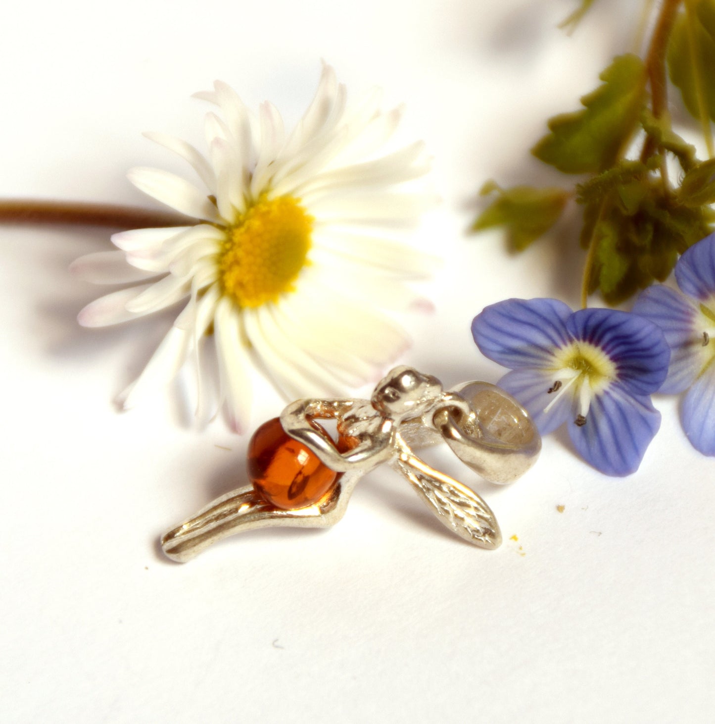 MJ Baltica, pendant, fairy, fairy, natural Baltic amber, 925 silver, handmade, BW048