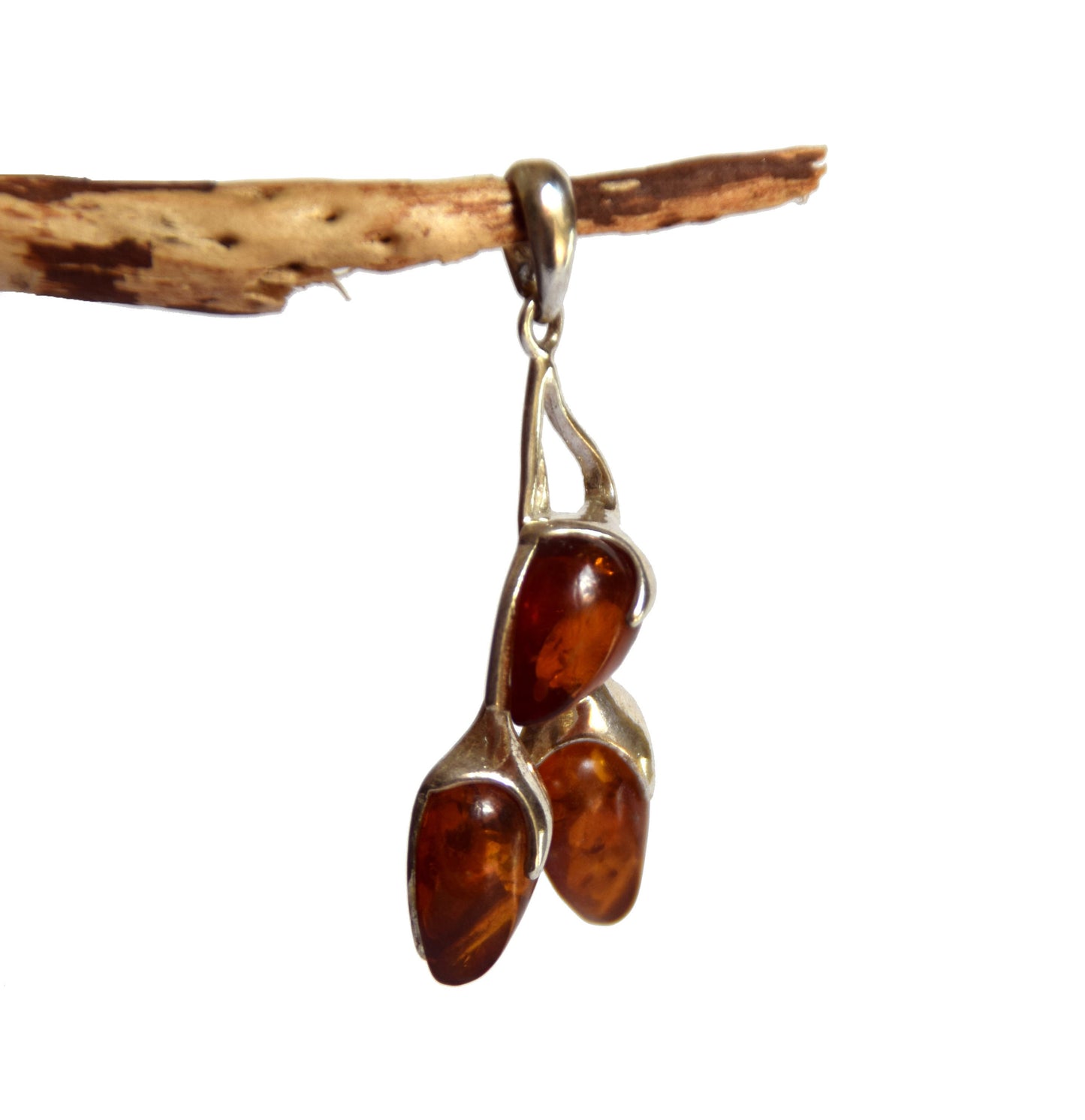 MJ Baltica, pendant, 925 Silver, natural Baltic Amber, leaves BW002