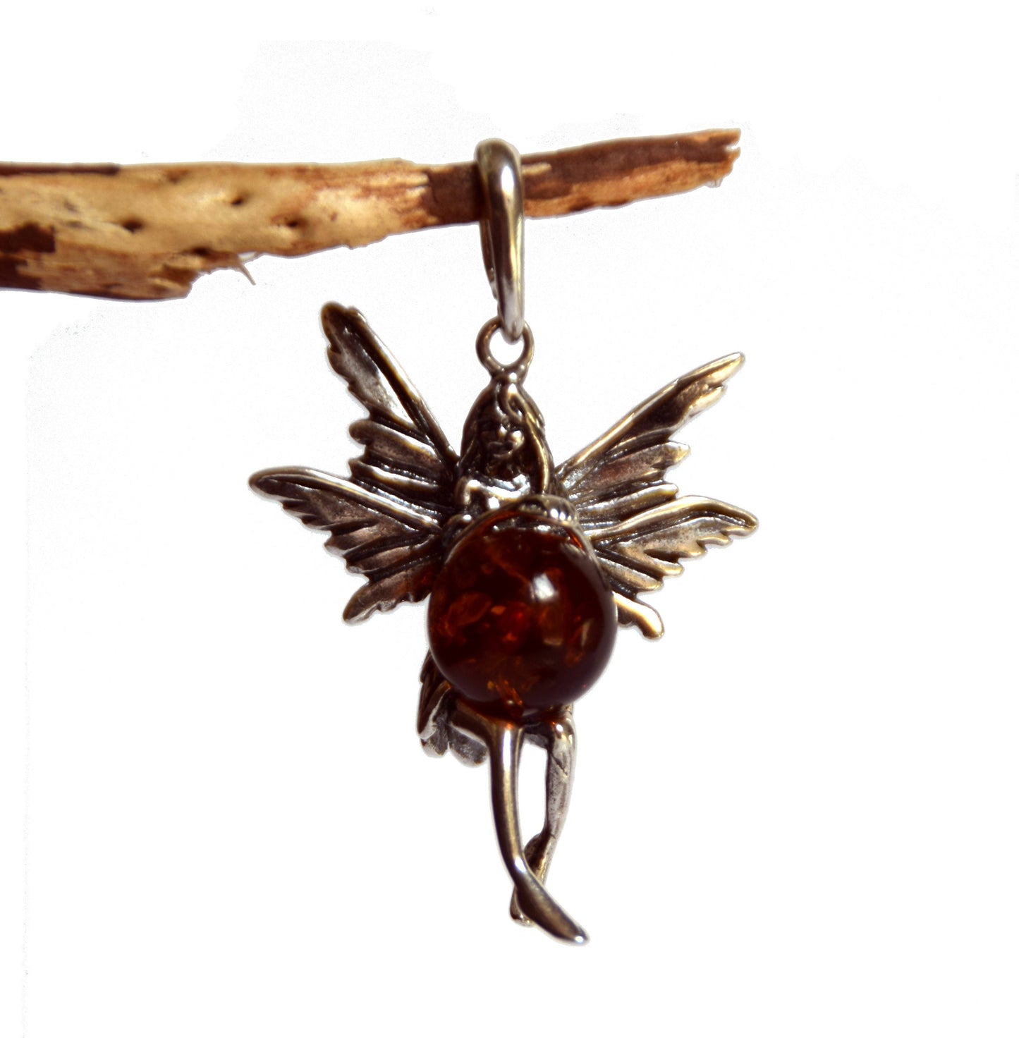 MJ Baltica, pendant, natural Baltic amber, 925 silver, fairy, fairy, sphere, world BW018