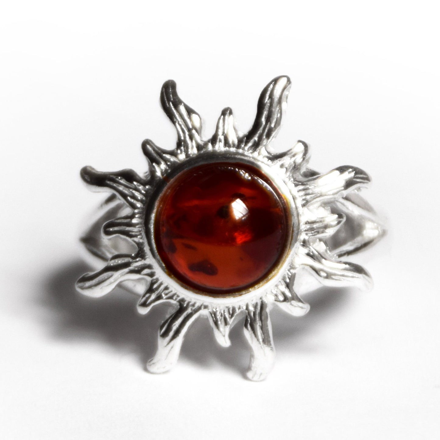 MJ Baltica, ring, natural Baltic amber, 925 silver, large, Sun, BP046