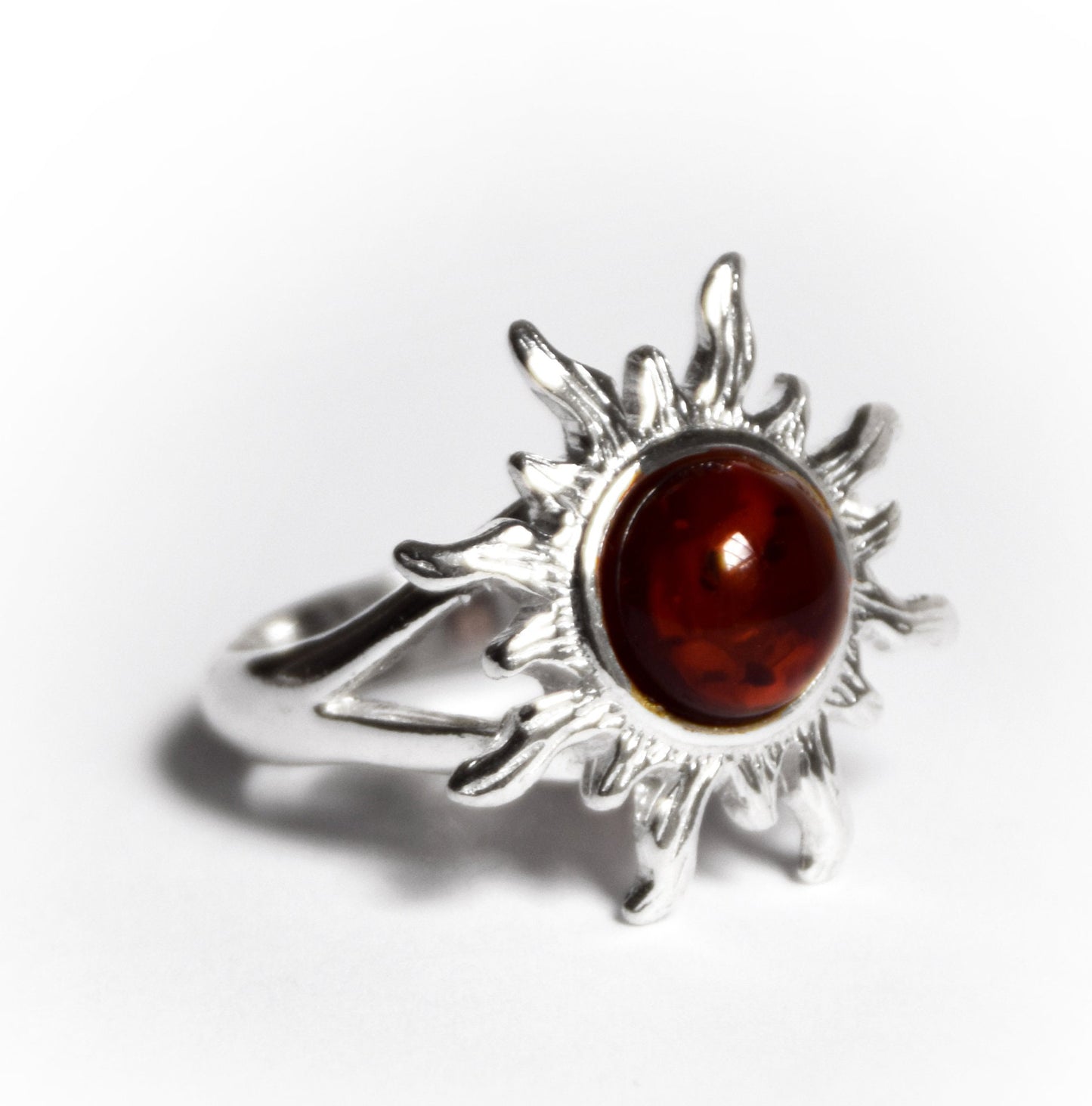 MJ Baltica, ring, natural Baltic amber, 925 silver, large, Sun, BP046