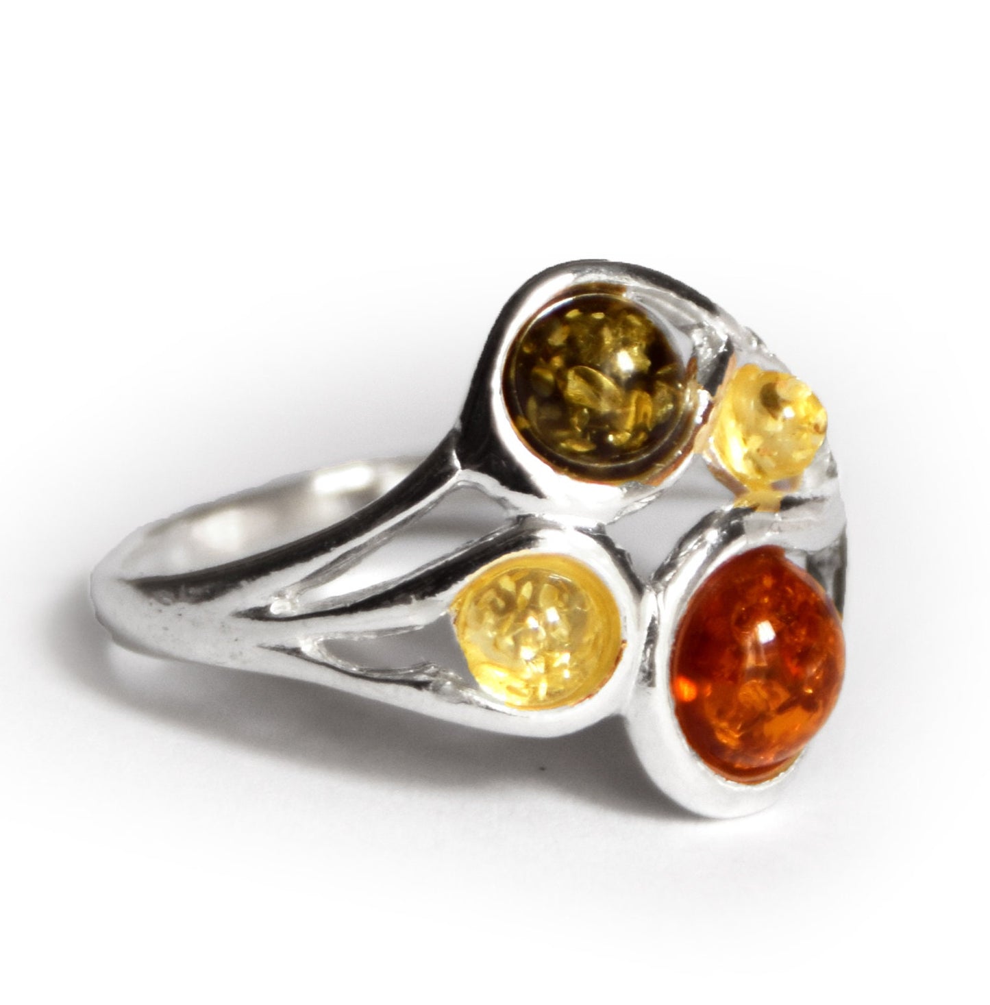 MJ Baltica, ring, natural Baltic amber, 925 silver, abstract, large, BP047