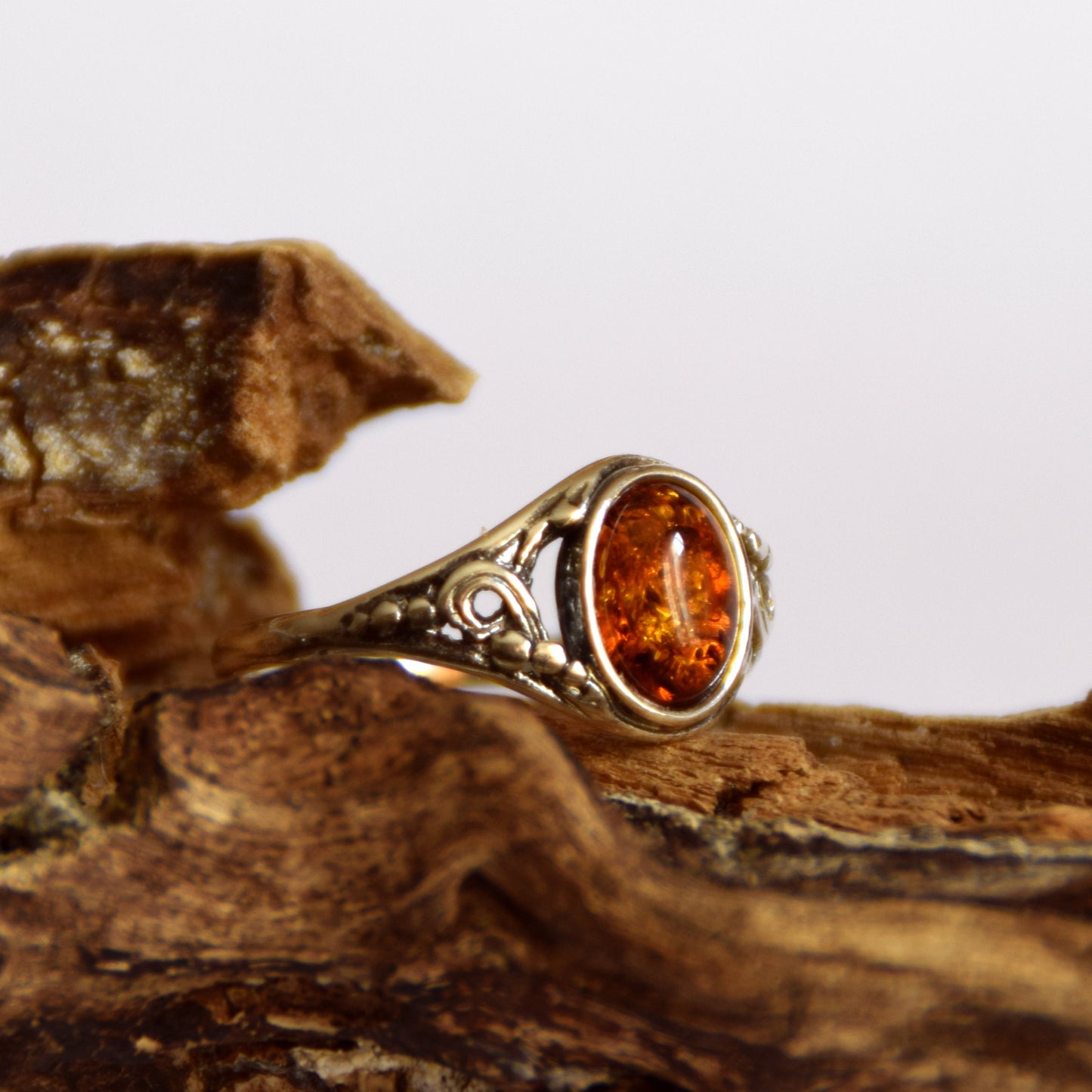 MJ Baltica, ring, natural Baltic amber, 925 silver, vintage, classic, BP051