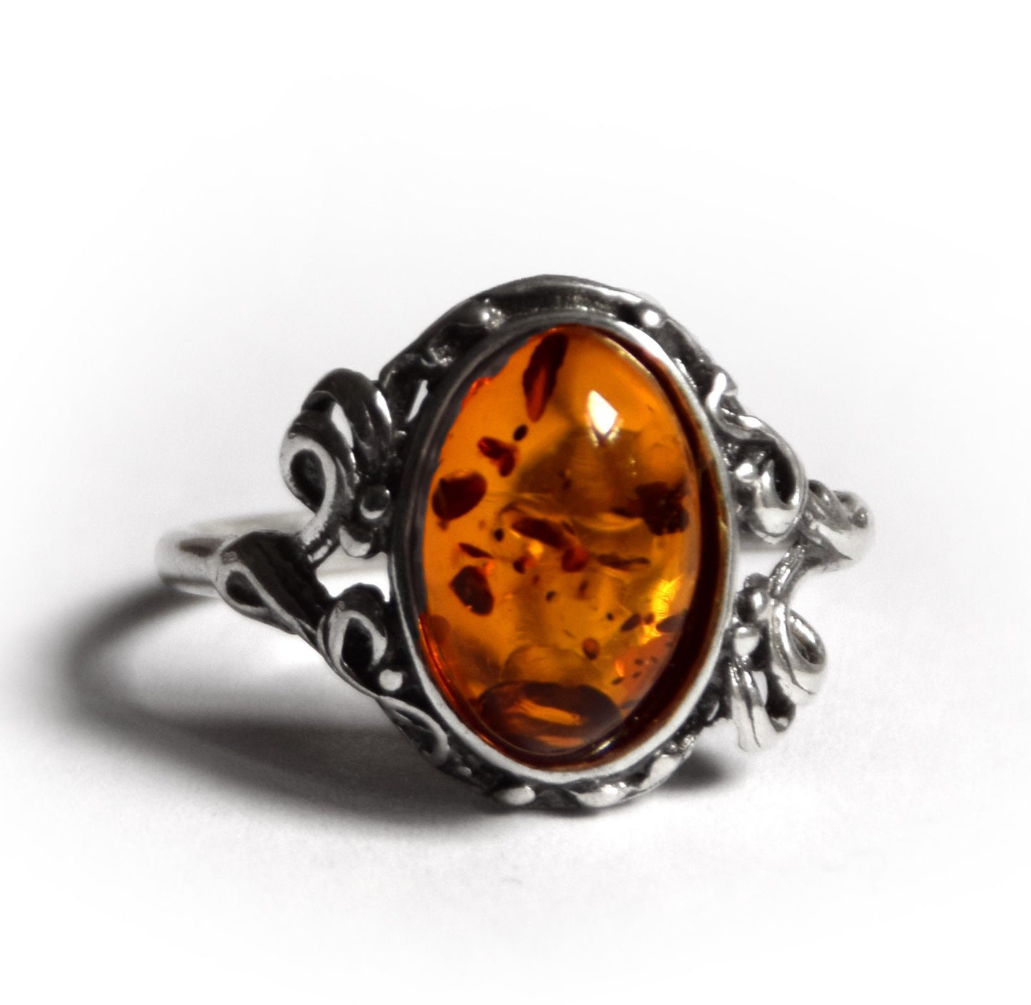 MJ Baltica, ring, natural Baltic amber, 925 silver, vintage, classic, BP059