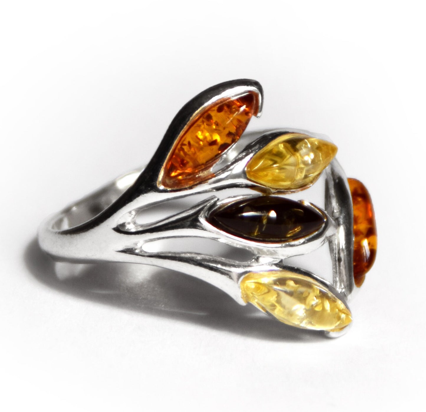 MJ Baltica, Baltic natural amber, 925 silver, multicolored, modern, BP061