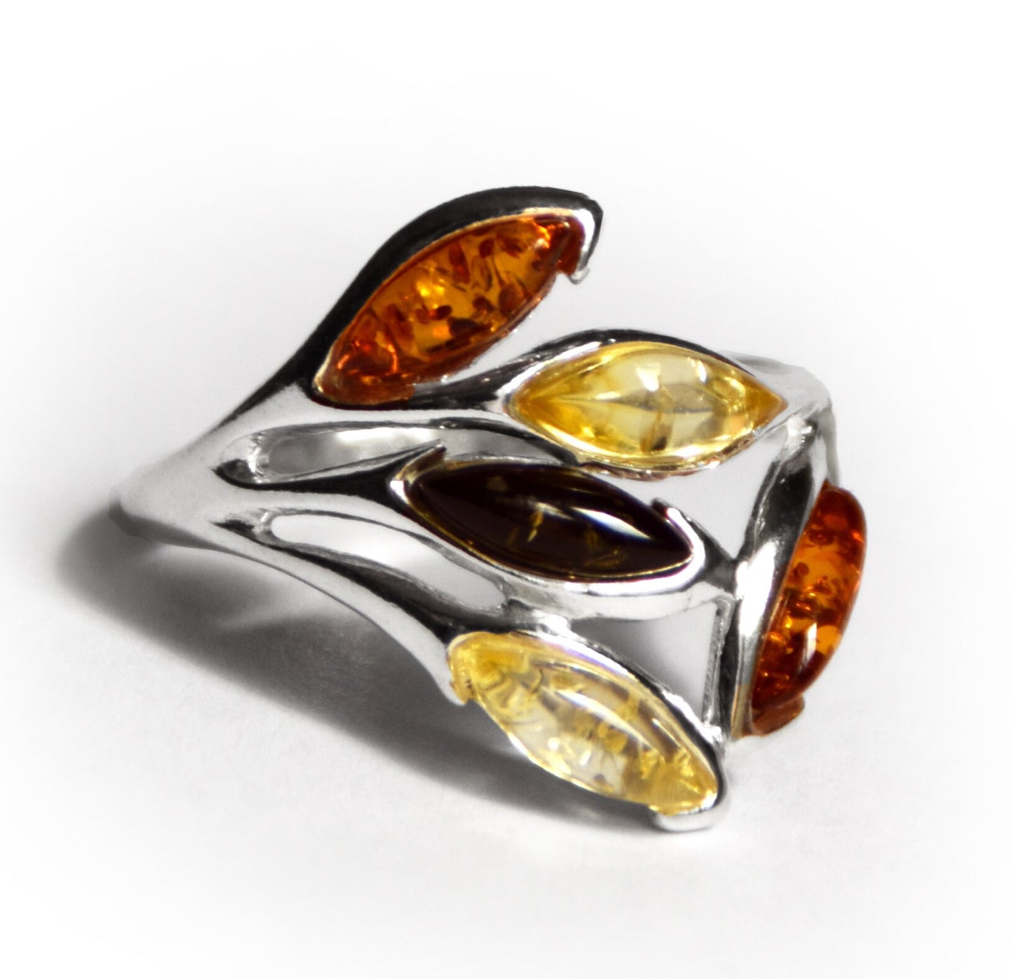 MJ Baltica, Baltic natural amber, 925 silver, multicolored, modern, BP061