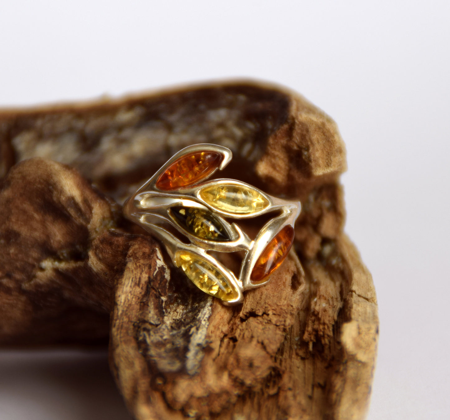 MJ Baltica, Baltic natural amber, 925 silver, multicolored, modern, BP061