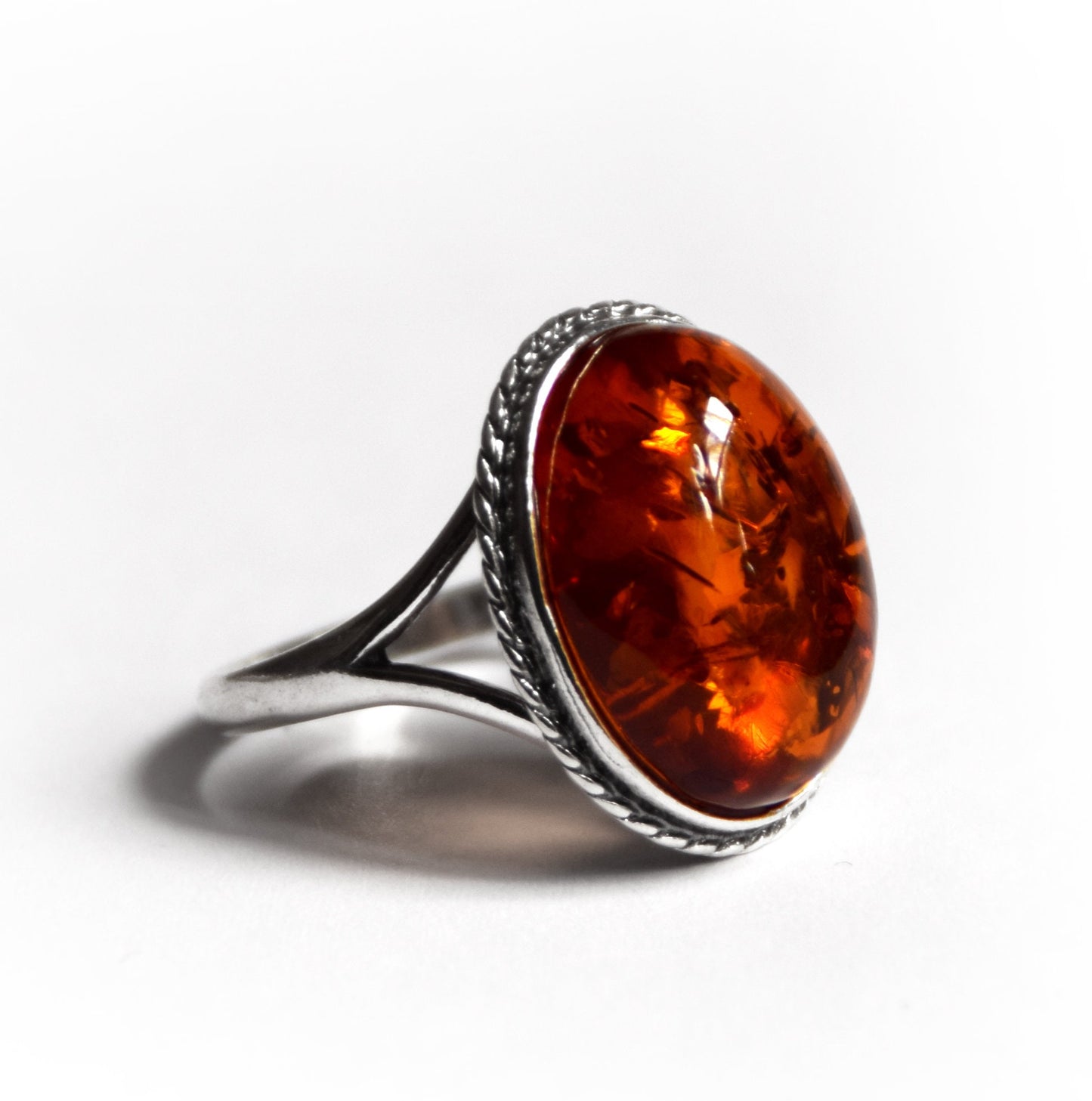 MJ Baltica, ring, natural Baltic amber, 925 silver, classic, vintage, large BP063