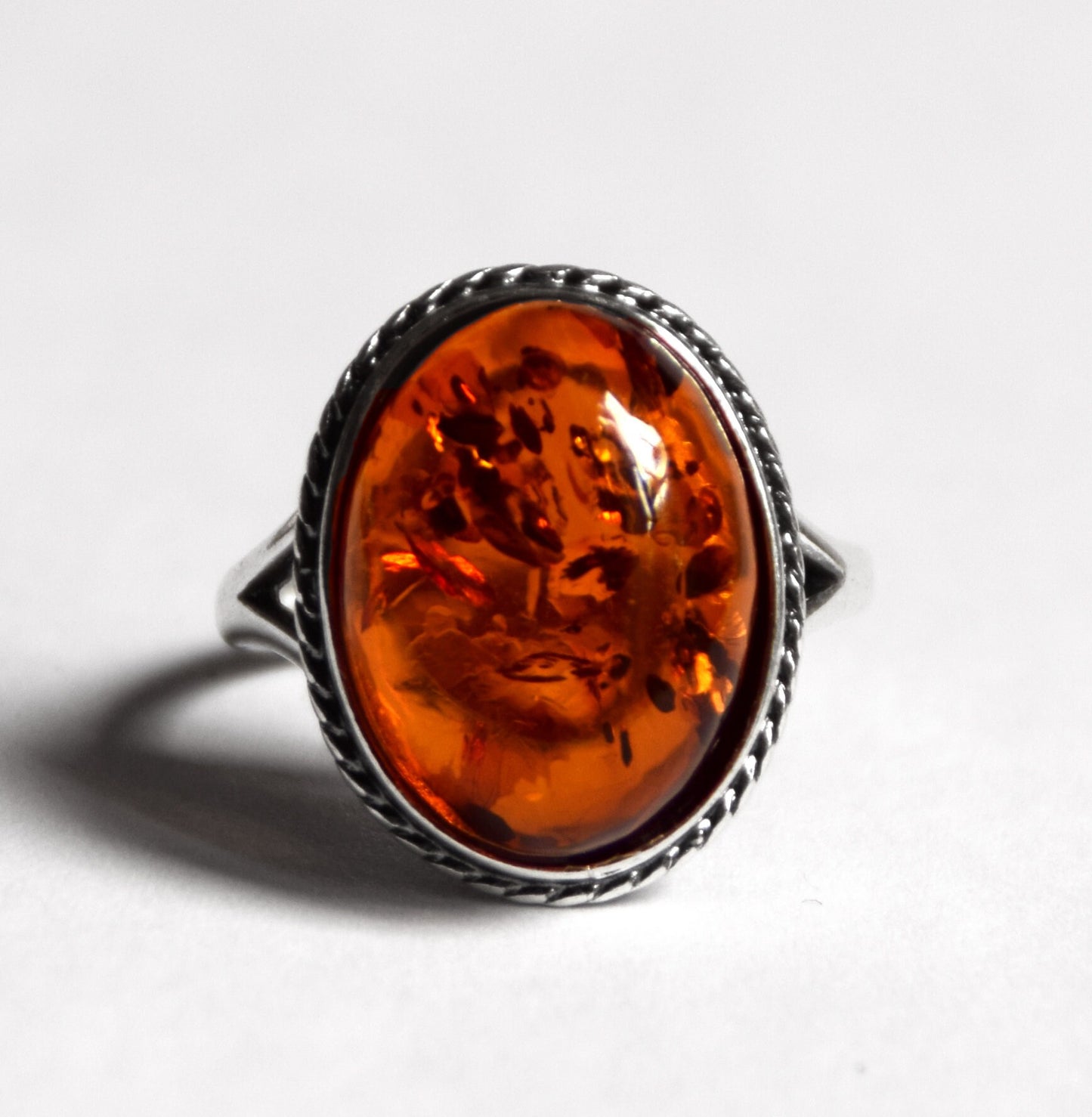 MJ Baltica, ring, natural Baltic amber, 925 silver, classic, vintage, large BP063