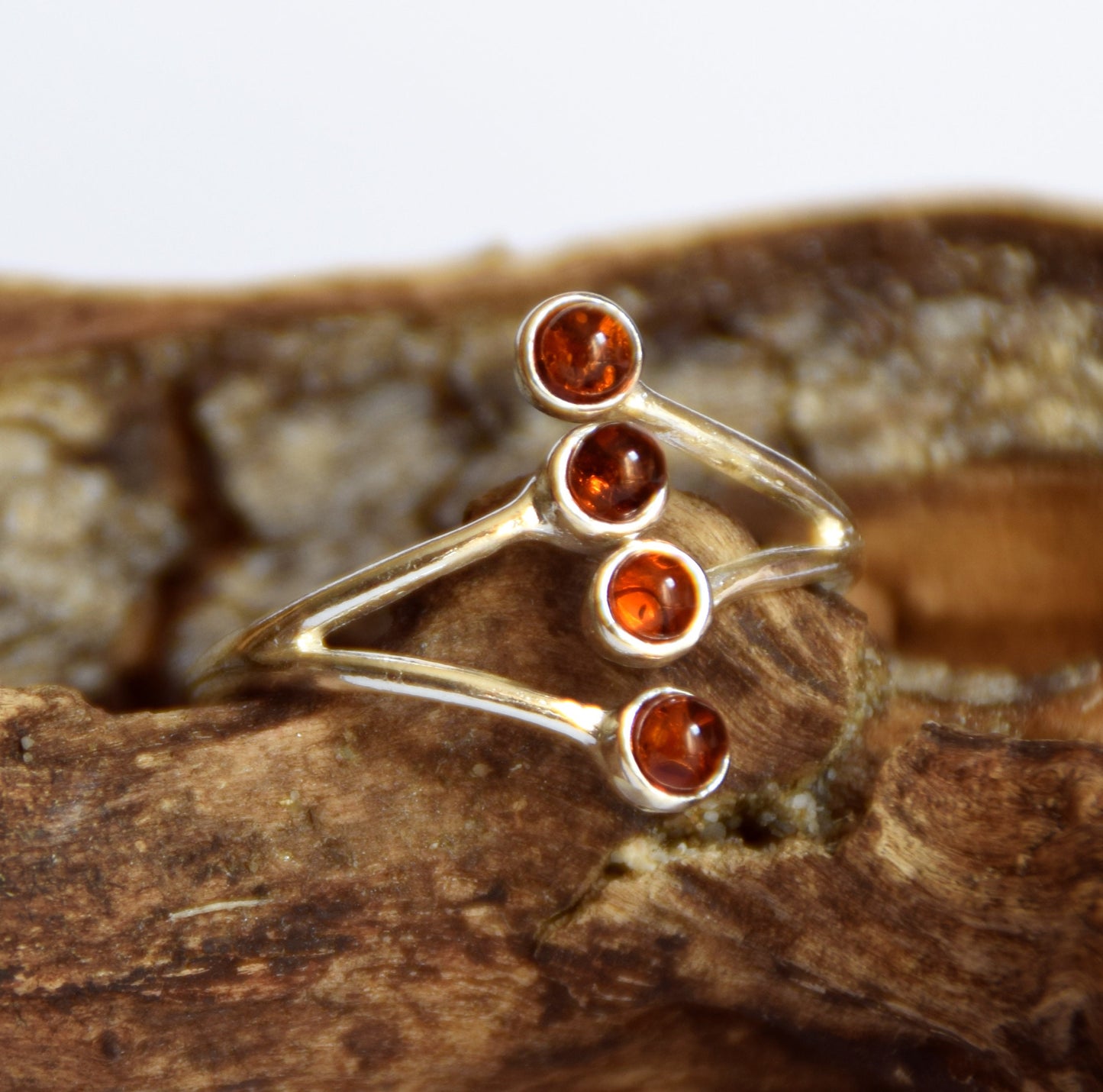 MJ Baltica, ring, natural Baltic amber, 925 silver, adjustable, BP055