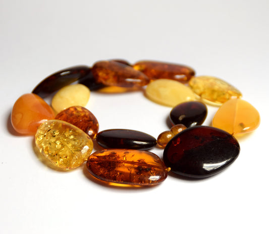 MJ Baltica, necklace, natural Baltic Amber, large, gorgeous, mixed shades, BKoBB024