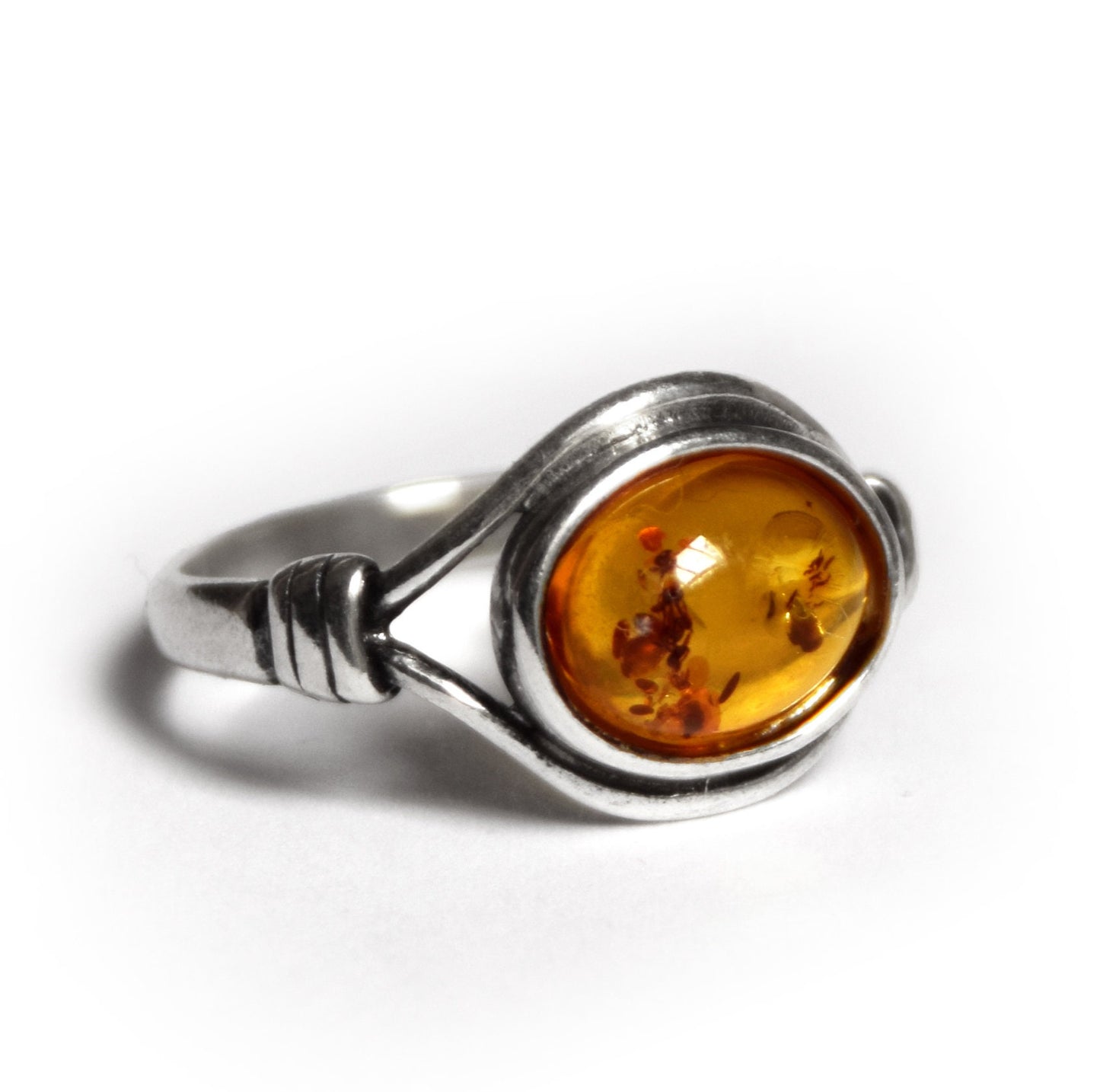 MJ Baltica, ring, natural Baltic amber, 925 silver, vintage style, band, BP022