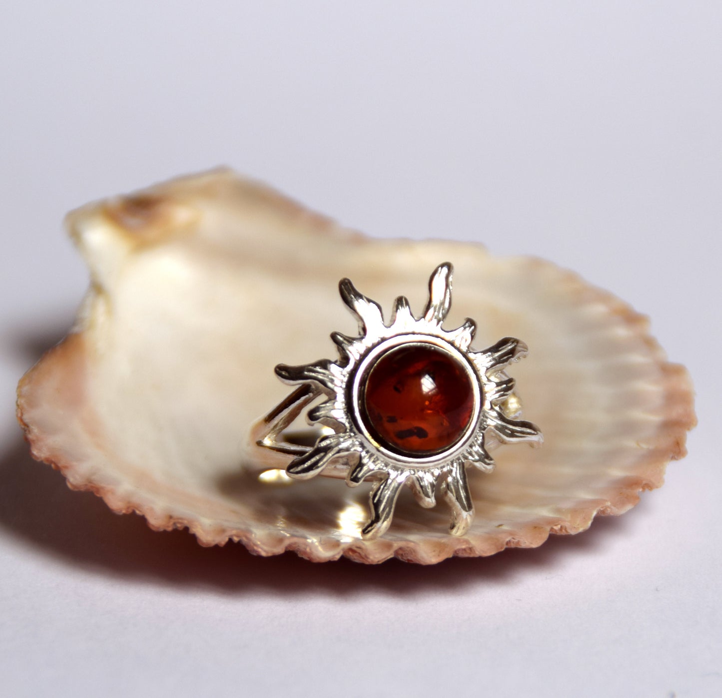 MJ Baltica, ring, natural Baltic amber, 925 silver, large, Sun, BP046