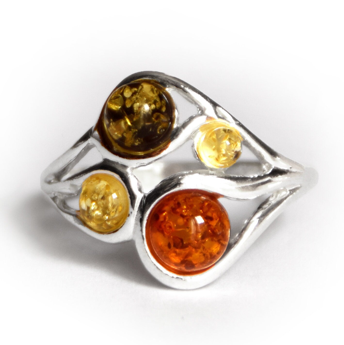 MJ Baltica, ring, natural Baltic amber, 925 silver, abstract, large, BP047