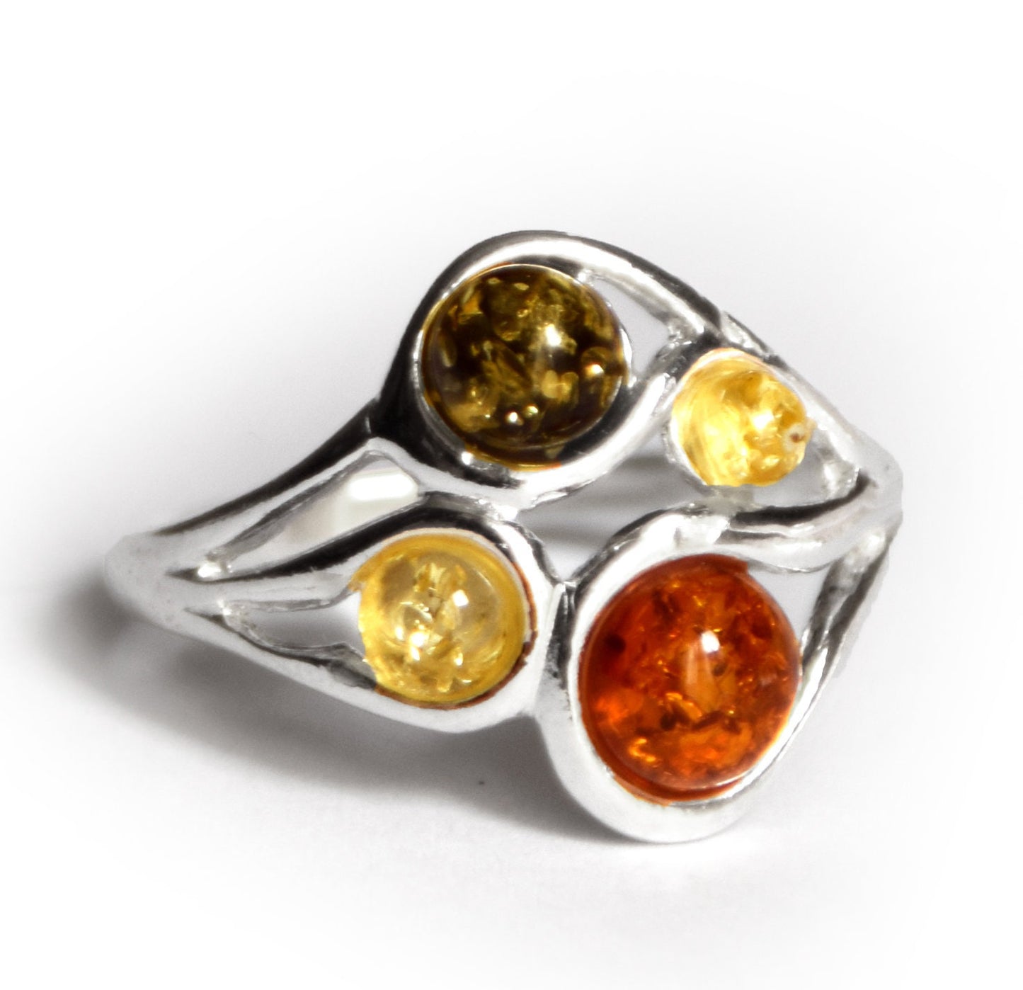 MJ Baltica, ring, natural Baltic amber, 925 silver, abstract, large, BP047