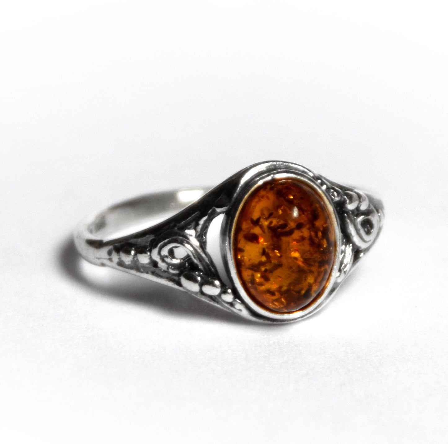 MJ Baltica, ring, natural Baltic amber, 925 silver, vintage, classic, BP051