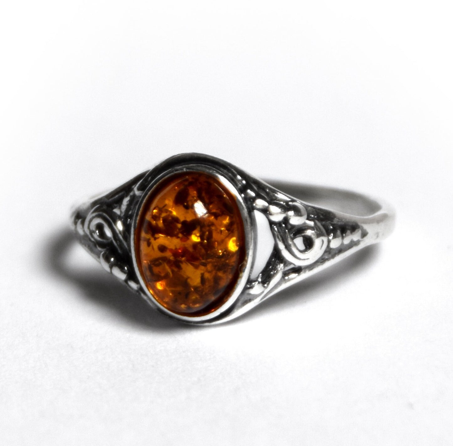 MJ Baltica, ring, natural Baltic amber, 925 silver, vintage, classic, BP051