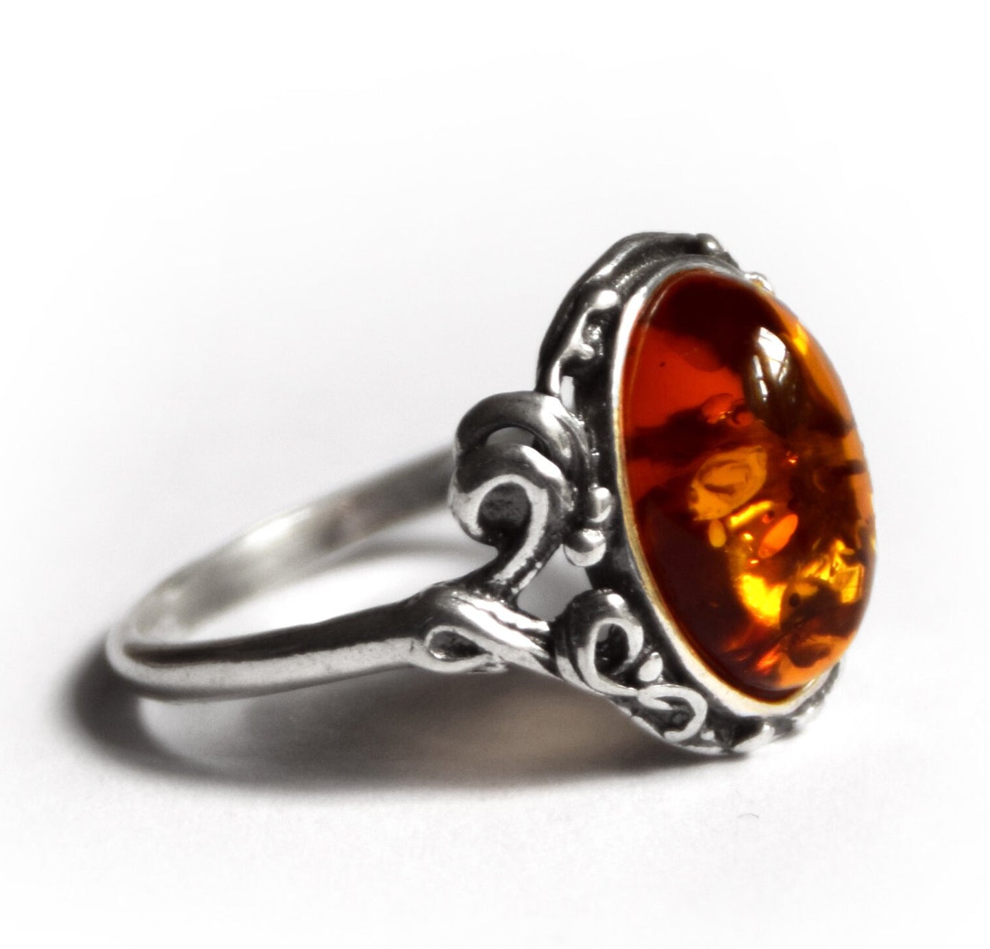 MJ Baltica, ring, natural Baltic amber, 925 silver, vintage, classic, BP059