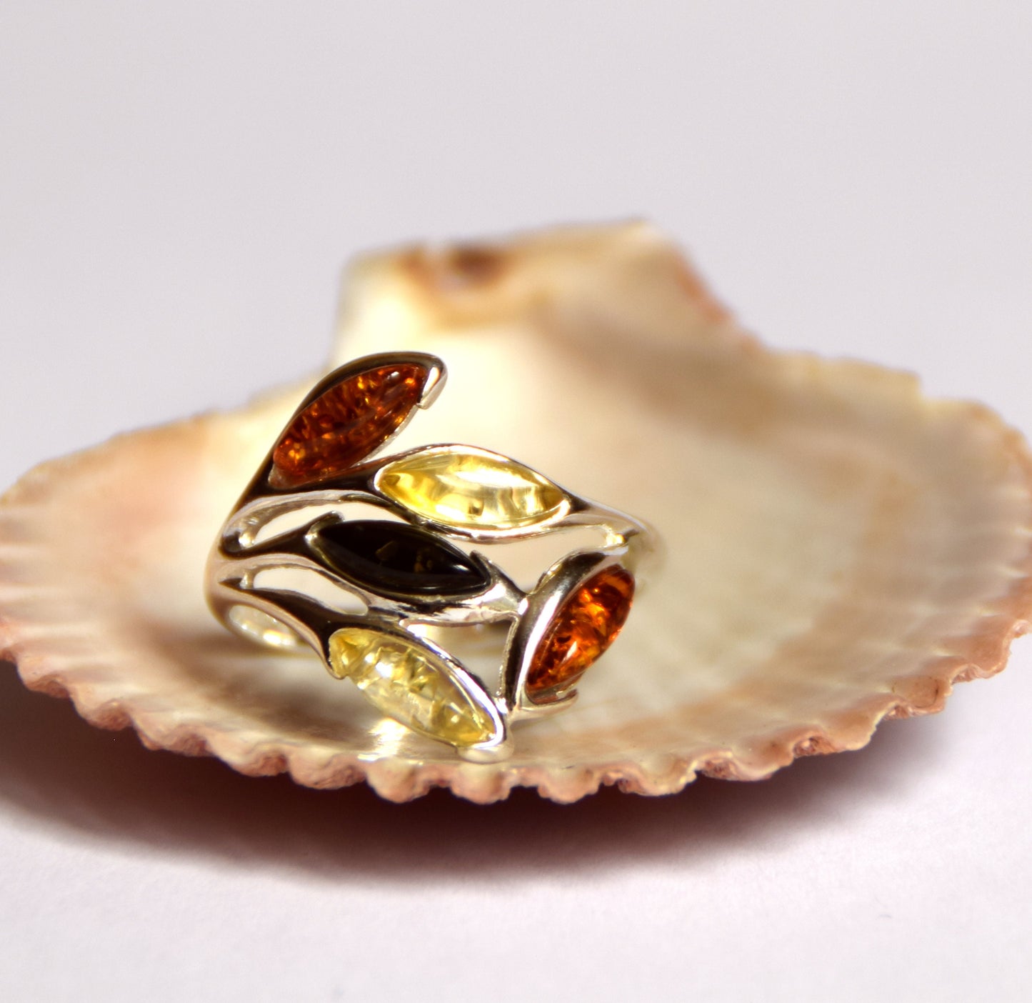 MJ Baltica, Baltic natural amber, 925 silver, multicolored, modern, BP061