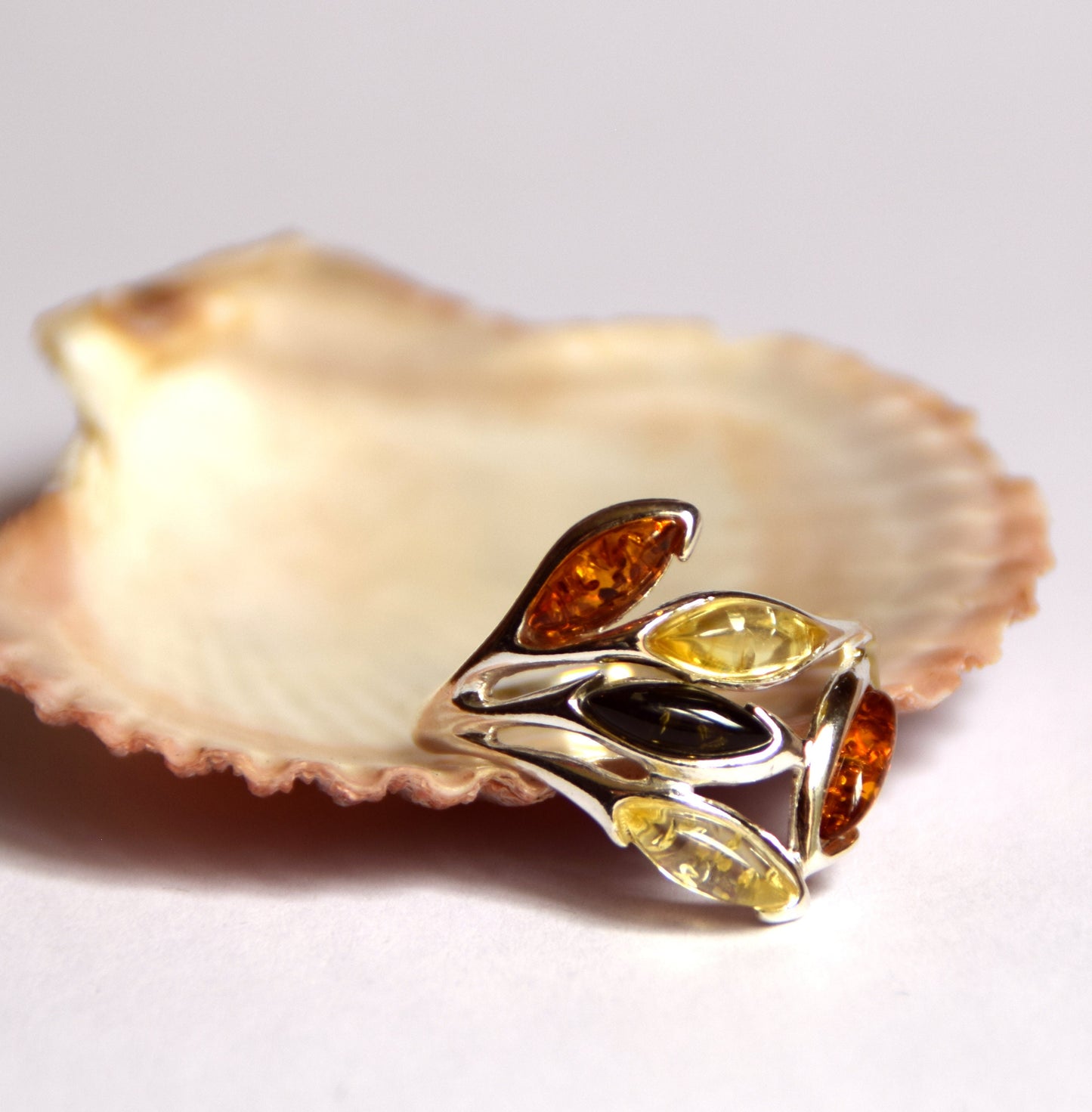 MJ Baltica, Baltic natural amber, 925 silver, multicolored, modern, BP061