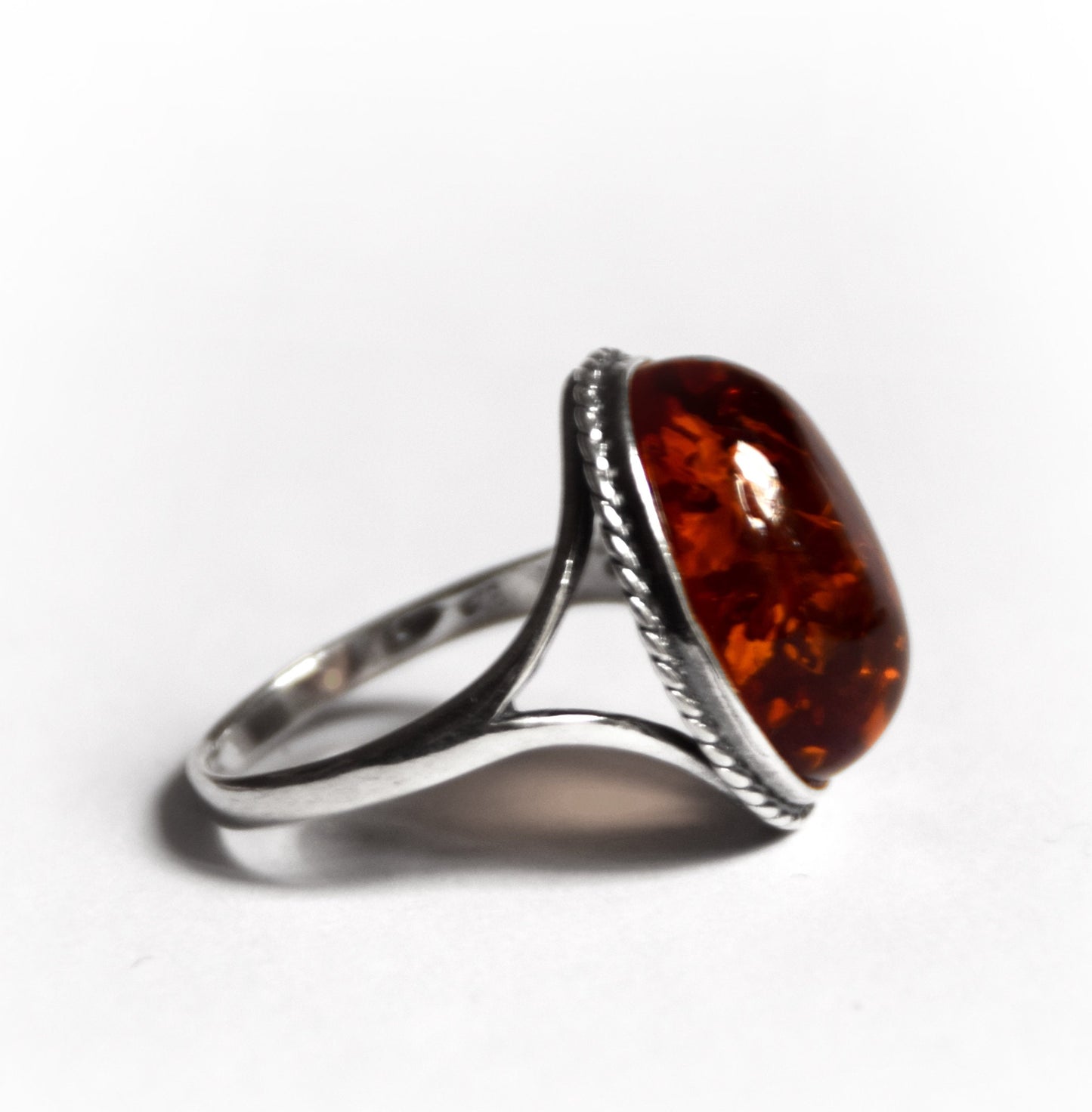 MJ Baltica, ring, natural Baltic amber, 925 silver, classic, vintage, large BP063