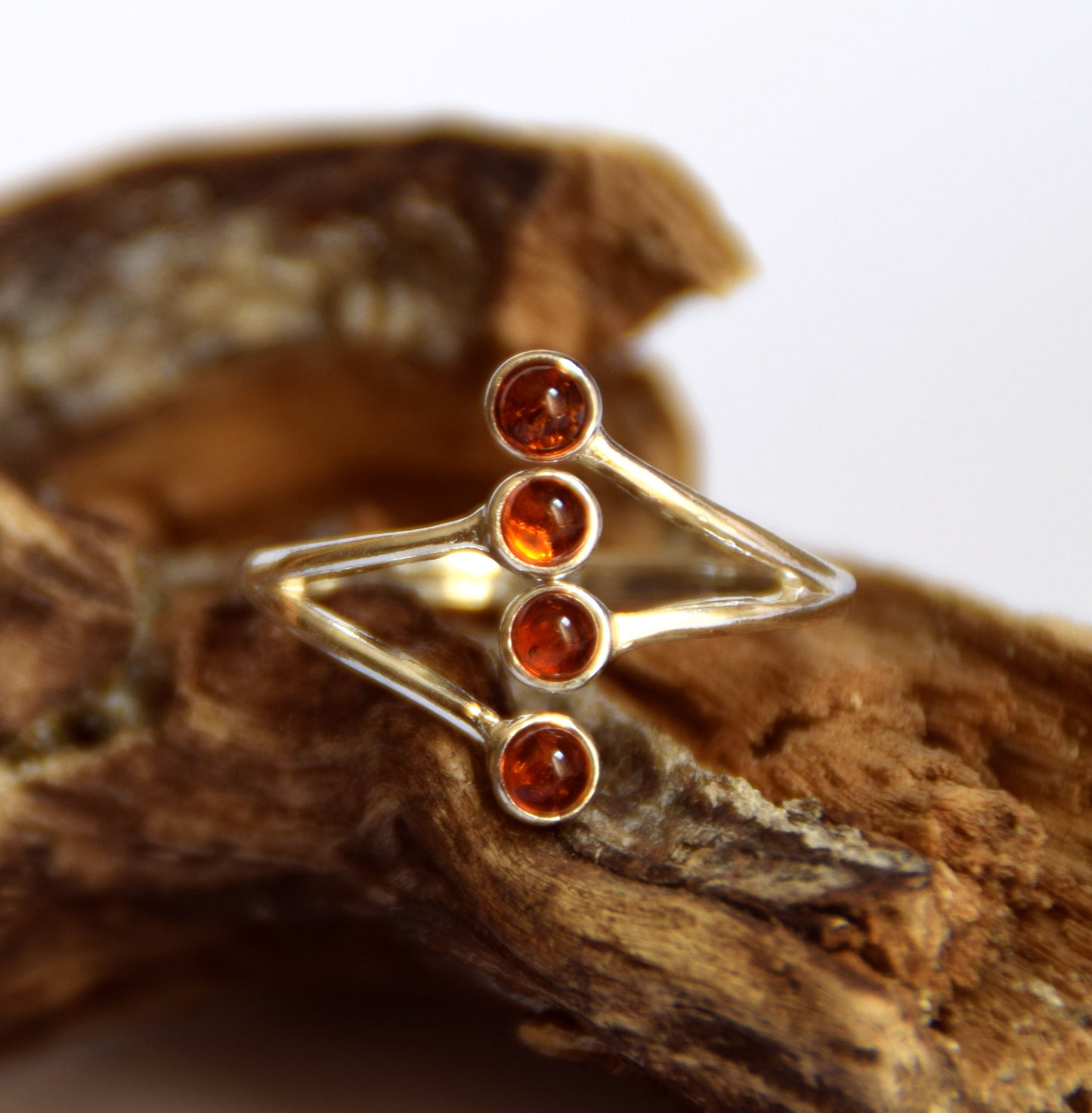 MJ Baltica, ring, natural Baltic amber, 925 silver, adjustable, BP055