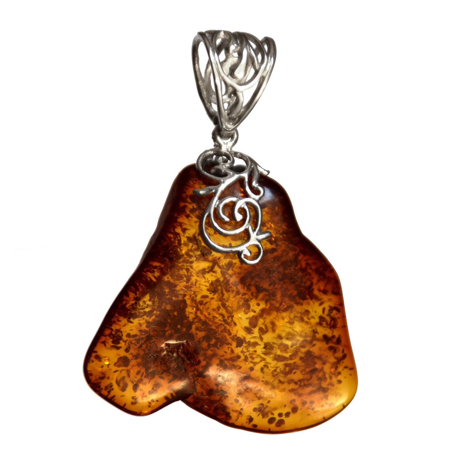 MJ Baltica, pendant, natural Baltic amber, 925 silver, large, irregular, BW065