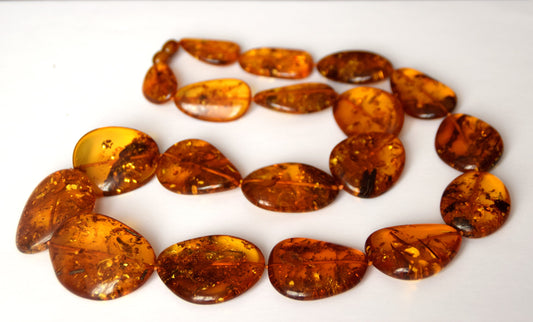 MJ Baltica, necklace, natural Baltic amber, gorgeous, large, oval stones, cognac BKoBB015