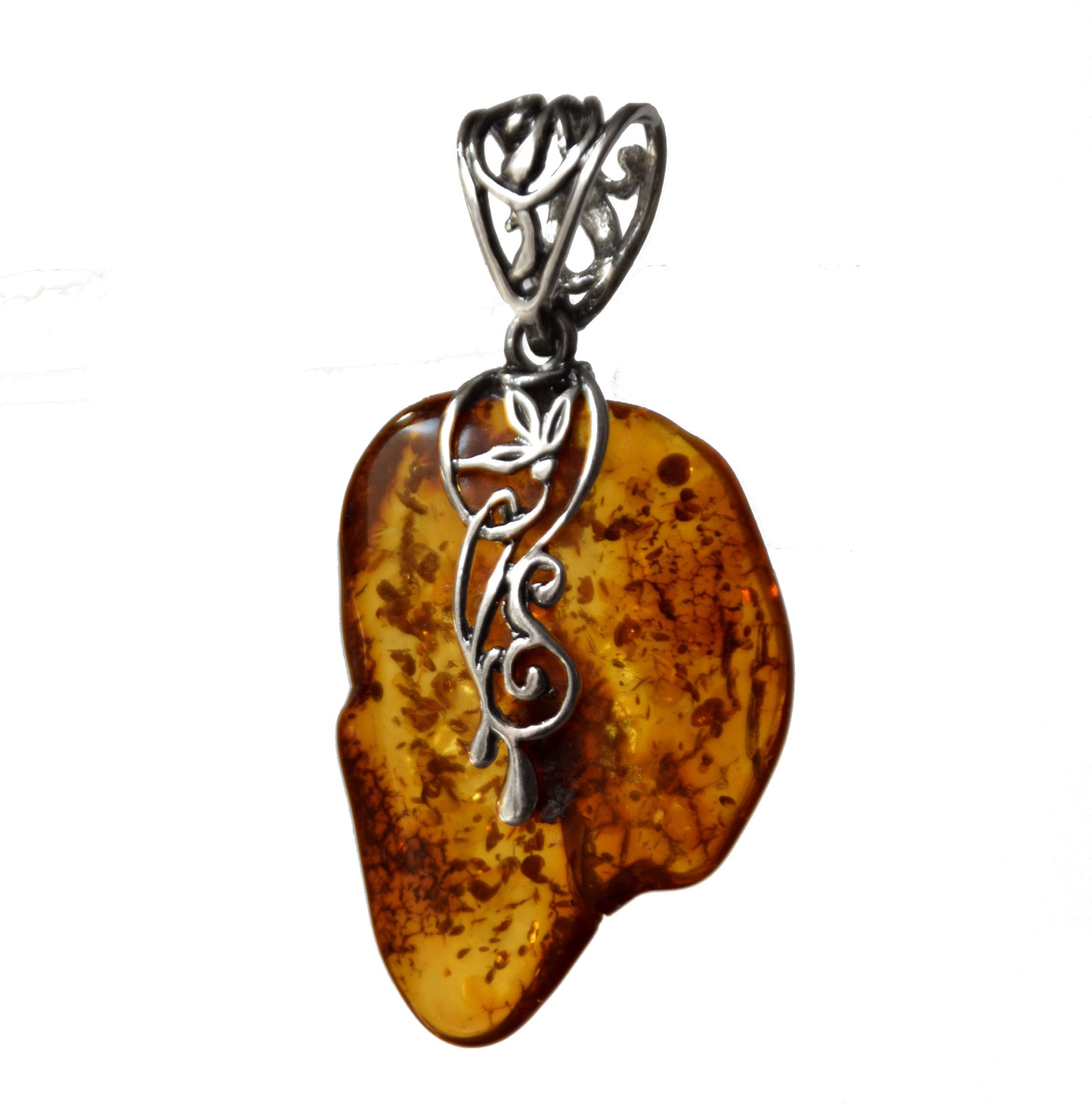 MJ Baltica, pendant, natural Baltic amber, 925 silver, large, irregular, BW061